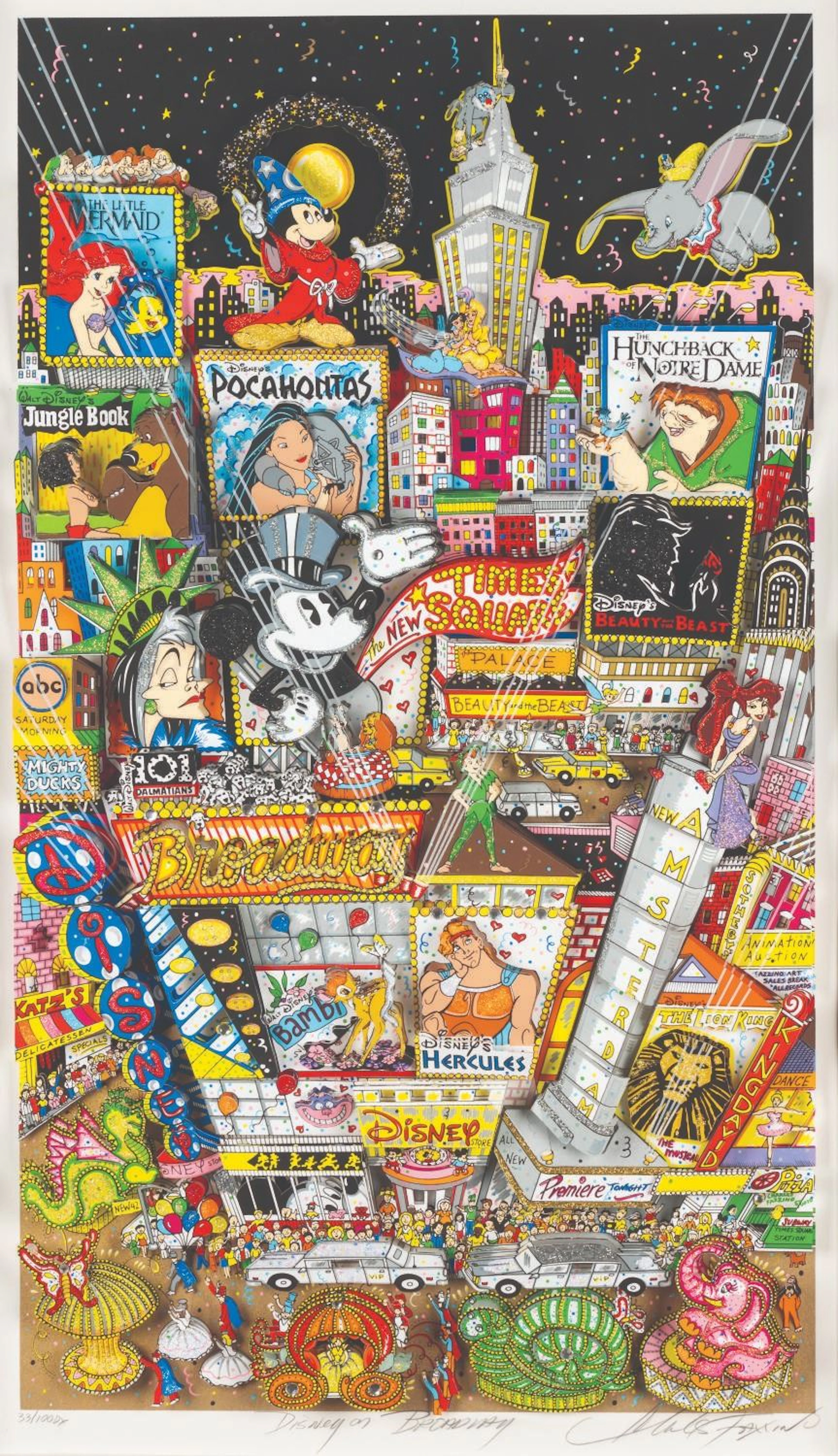 A Disney on Broadway Paper Sculpture by Charles Fazzino.