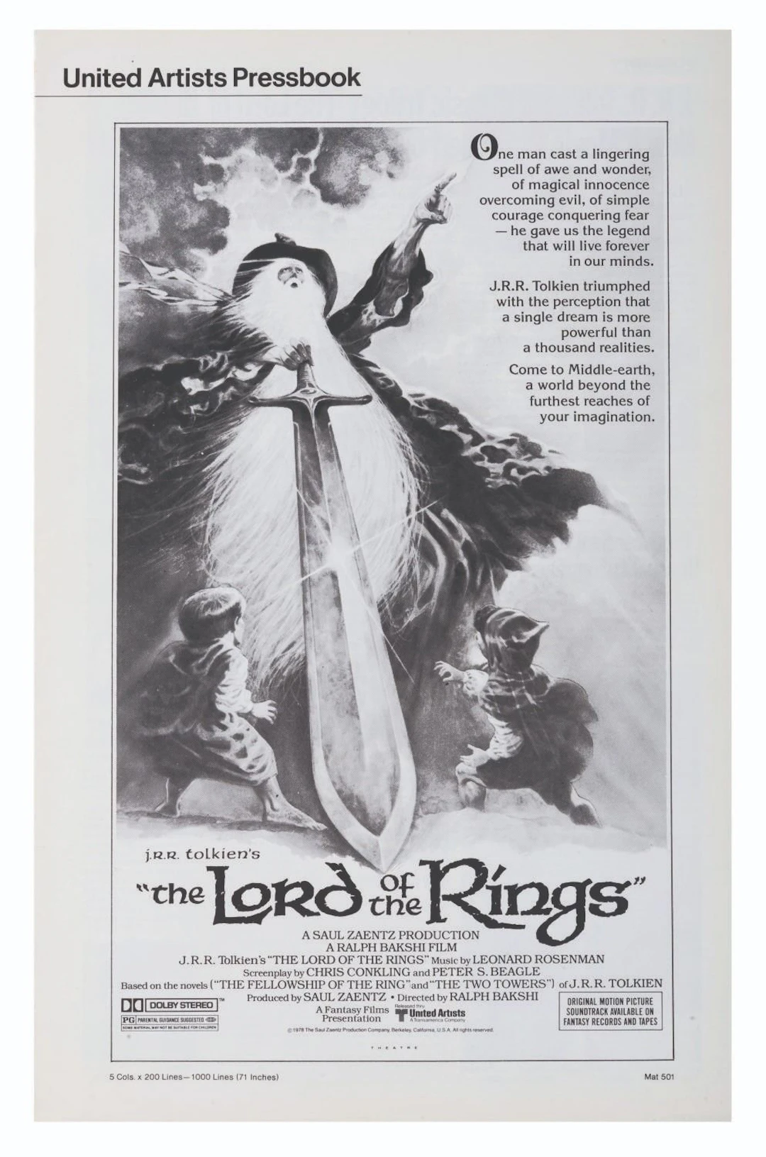 A "The Lord of the Rings" Press Book.