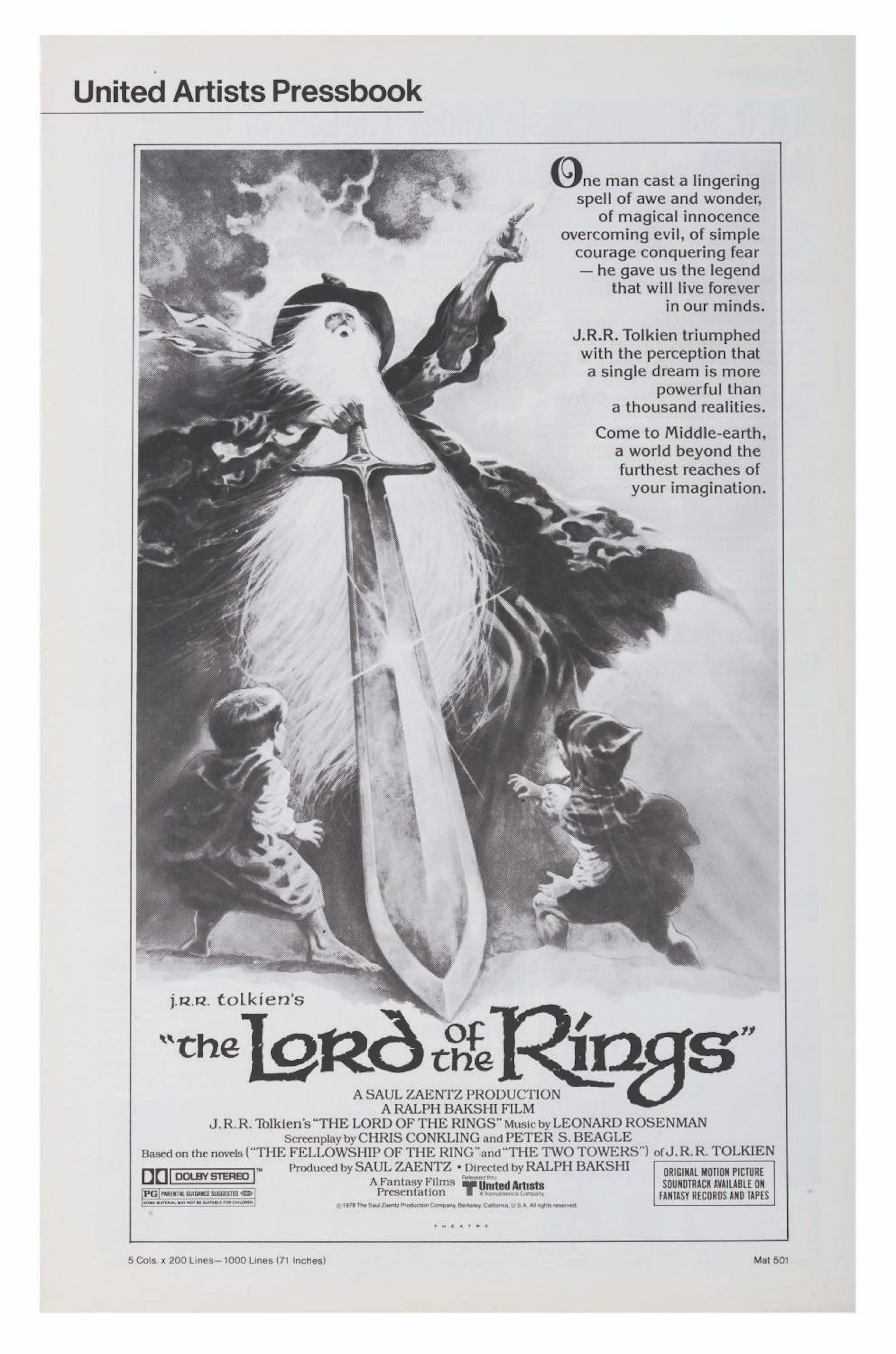 A "The Lord of the Rings" Press Book.
