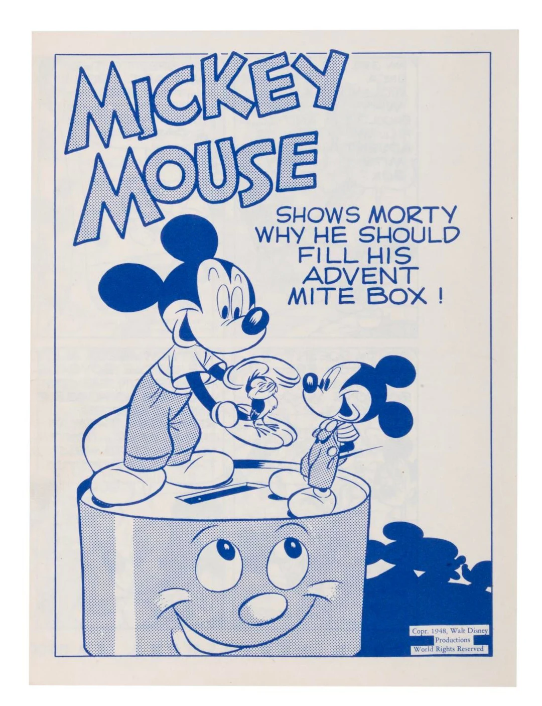 A Mickey & Morty Mouse Advent Mite Box Comic.