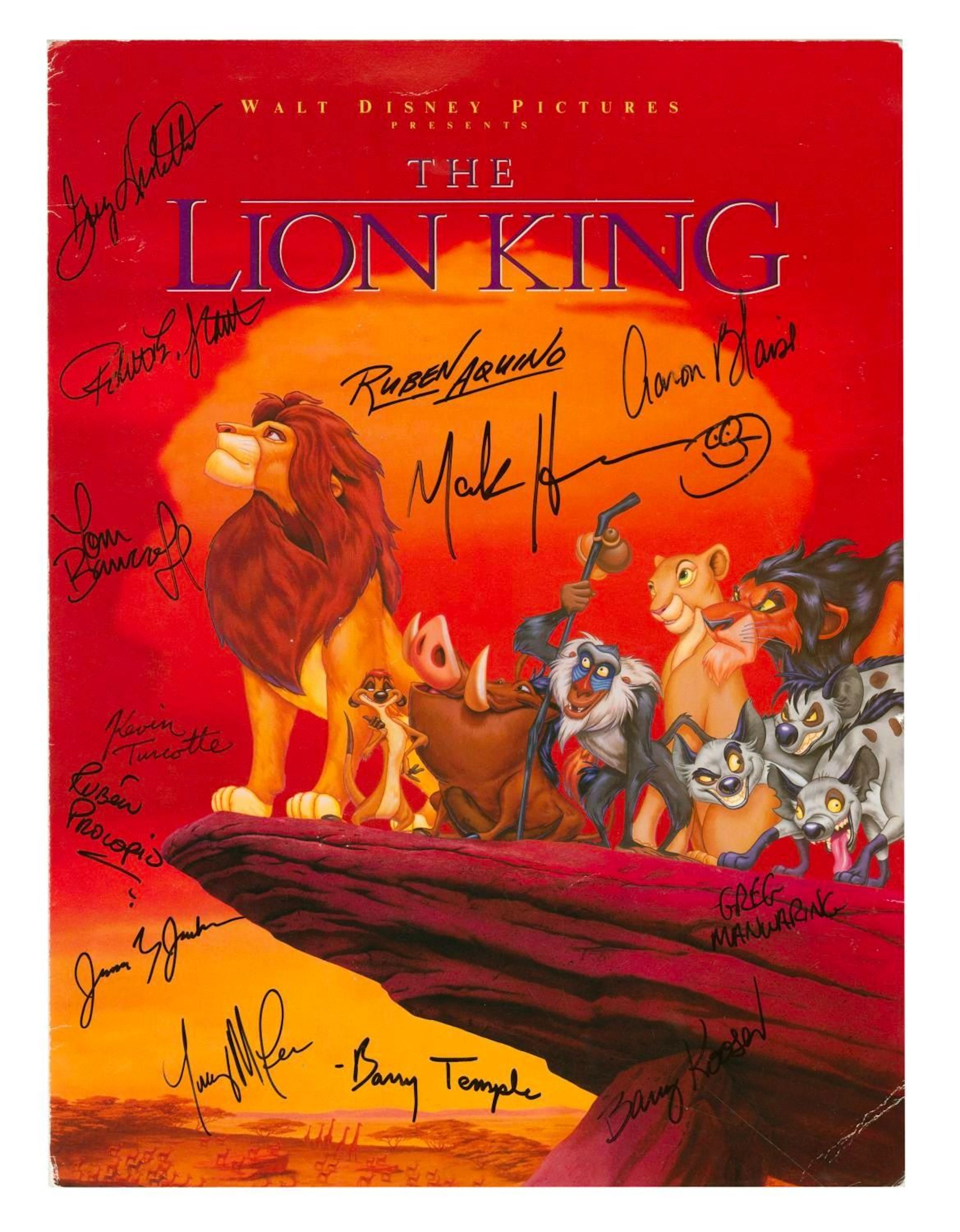 A "The Lion King" Program Signed by Thirteen Crew Members.