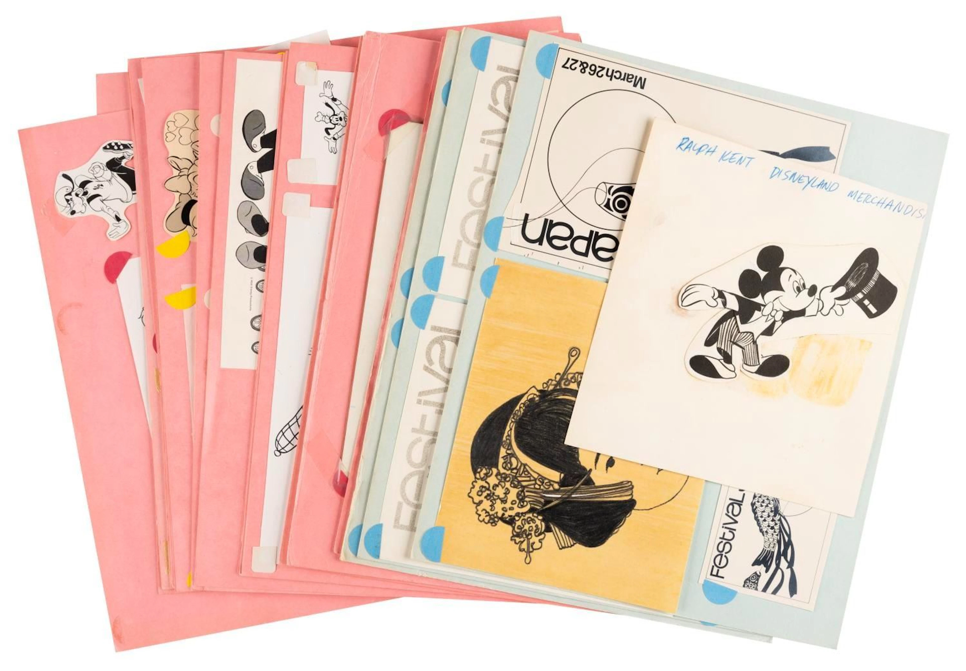 A Collection of Disney Merchandise and Magazine Artwork.