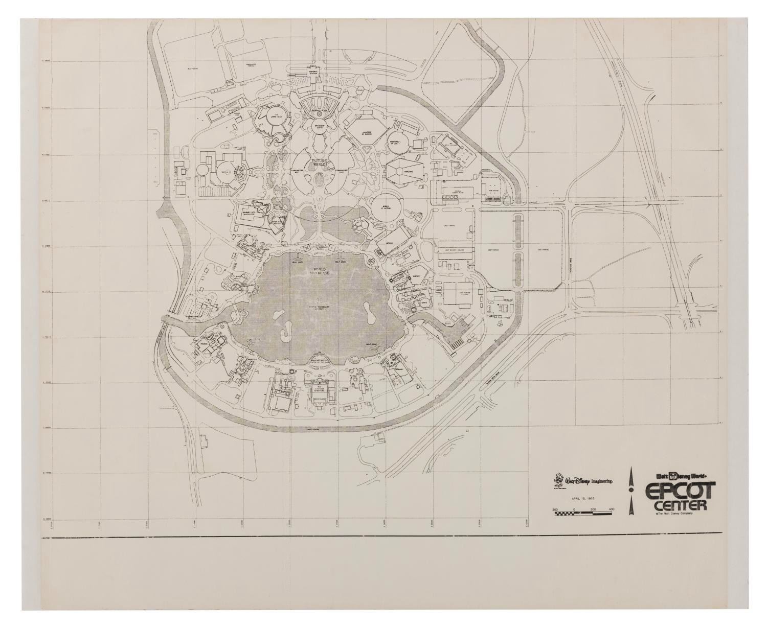 A 1993 Walt Disney World Epcot Center Blueprint. | Barnebys