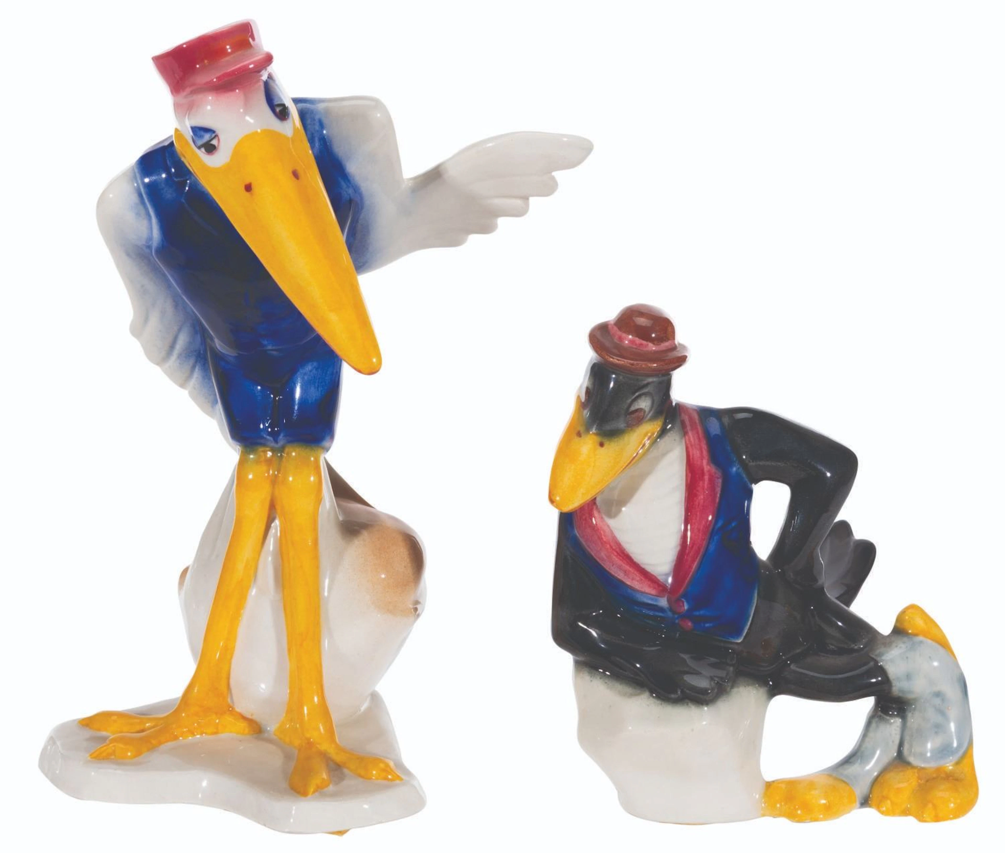 A Pair of "Dumbo" Jim Crow and Stork Figurines.