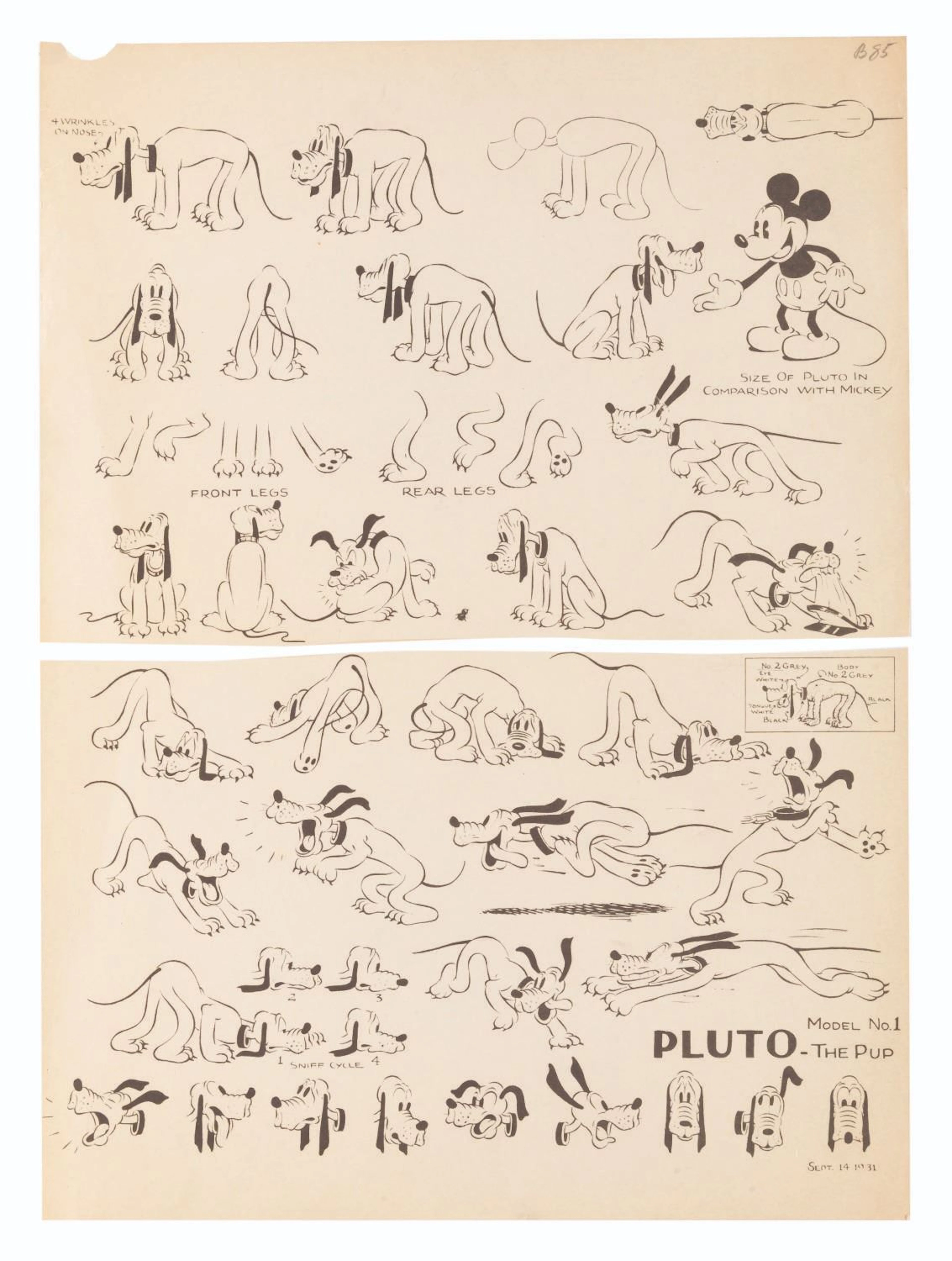 A Very Early Pluto Model Sheet.