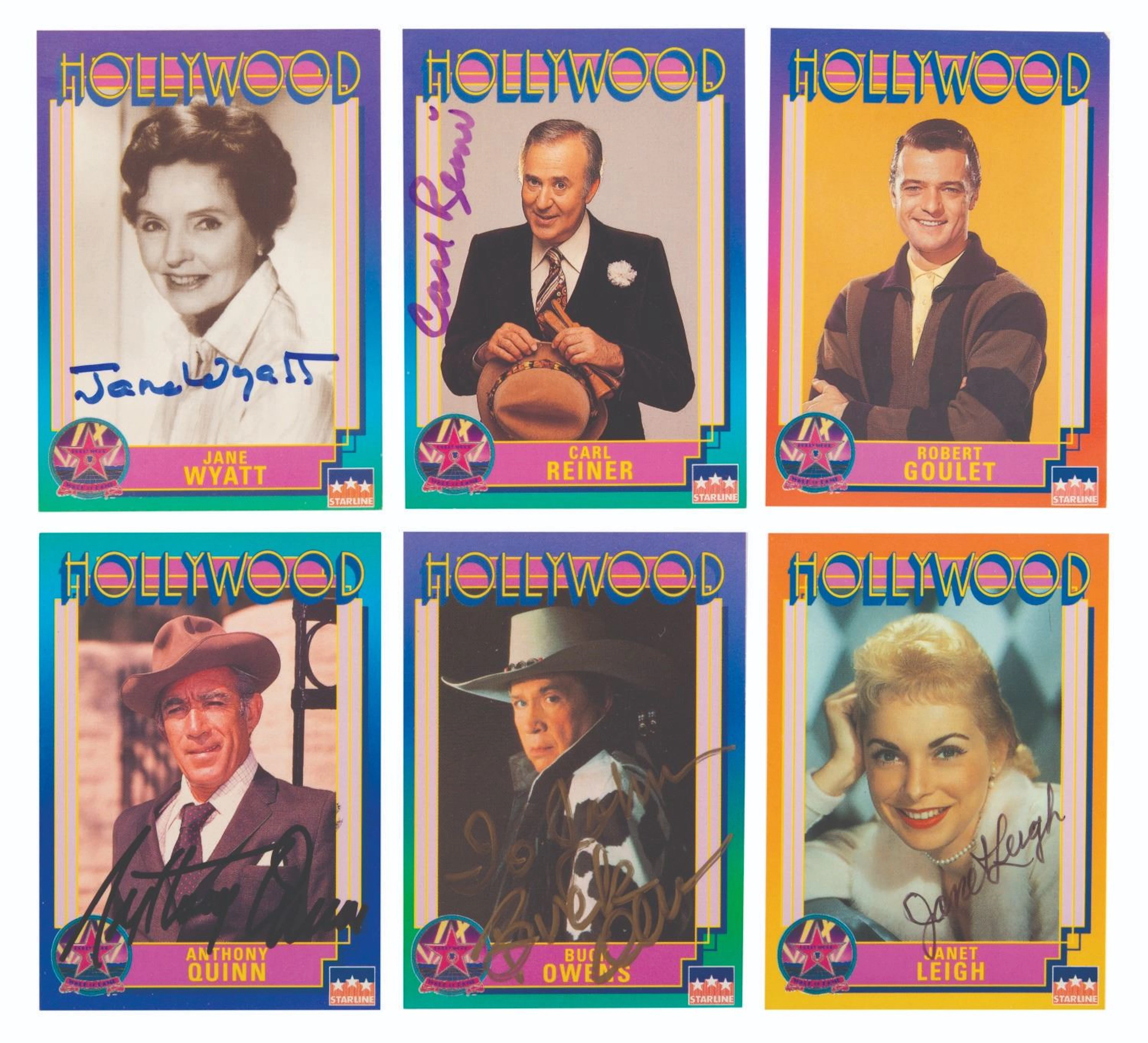 A Collection of Signed Hollywood Walk of Fame Cards.
