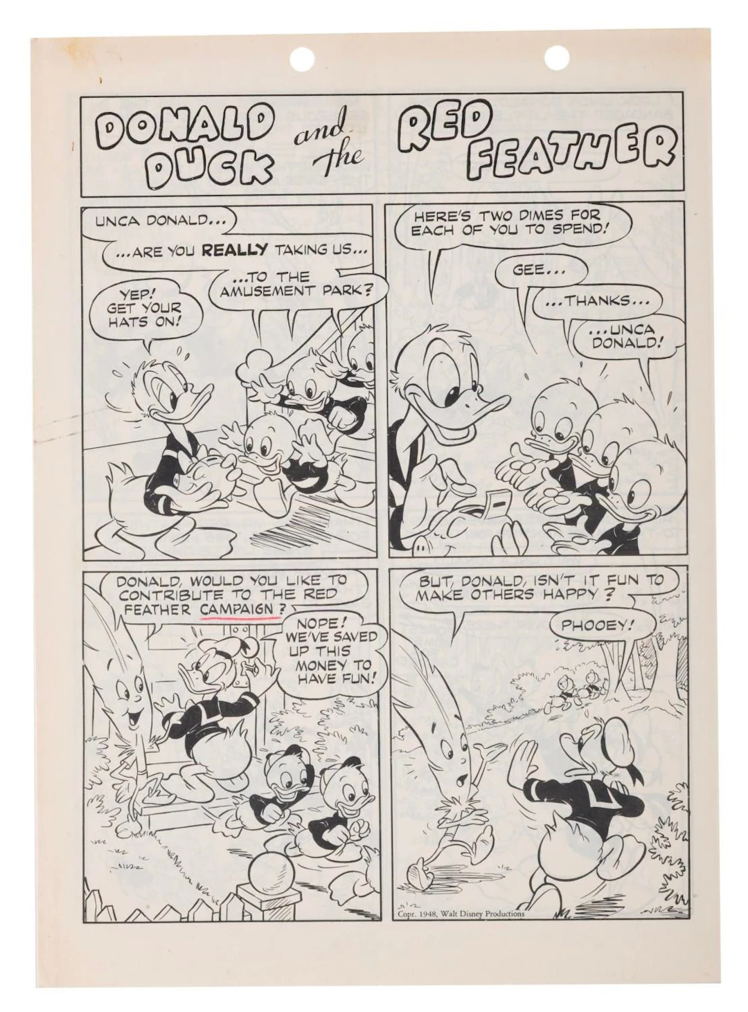 A Donald Duck and the Red Feather Promotional Comic Book.