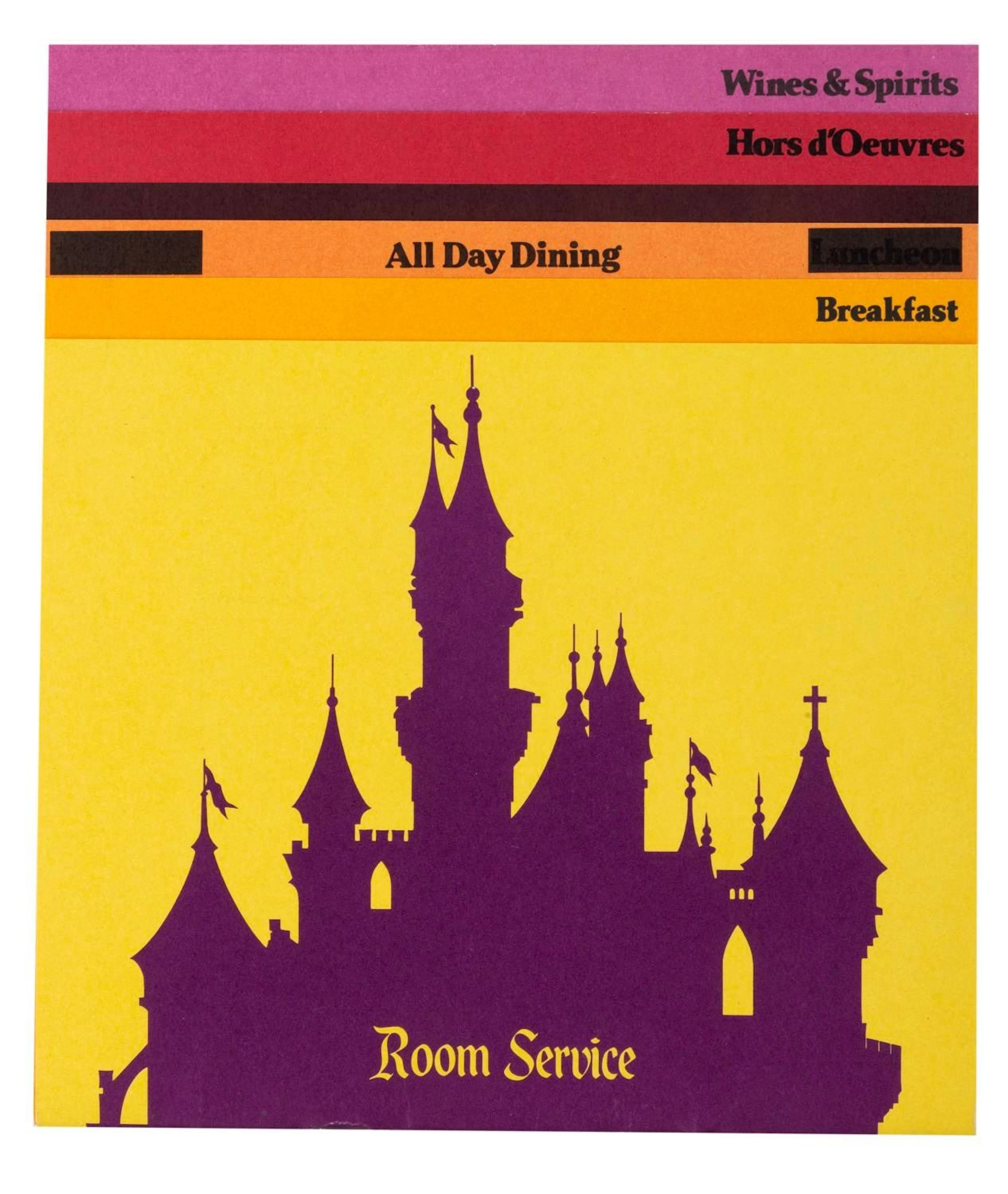 A 1980 Disneyland Hotel Room Service Menu.