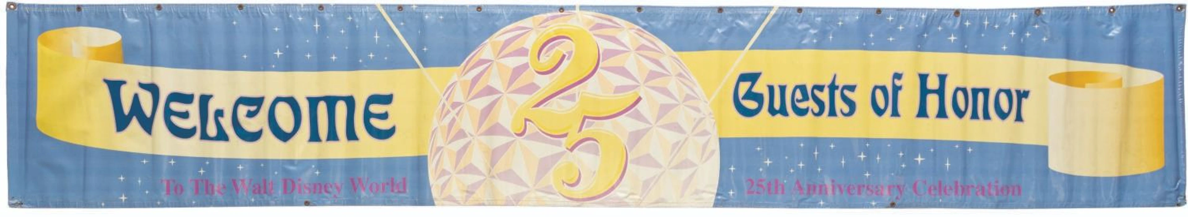 A Walt Disney World 25th Anniversary Epcot Guests of Honor Banner.