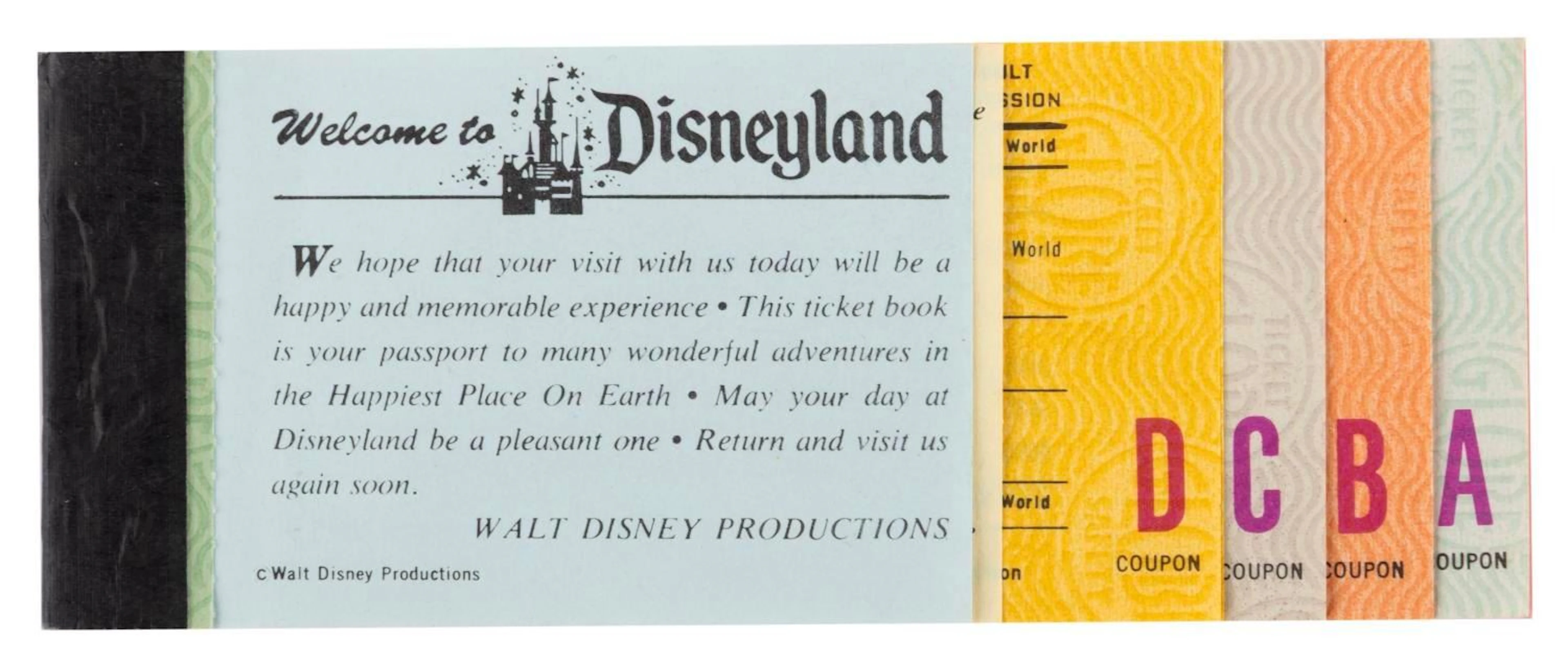A 1970s 15 Adventures in Disneyland Ticket Book.