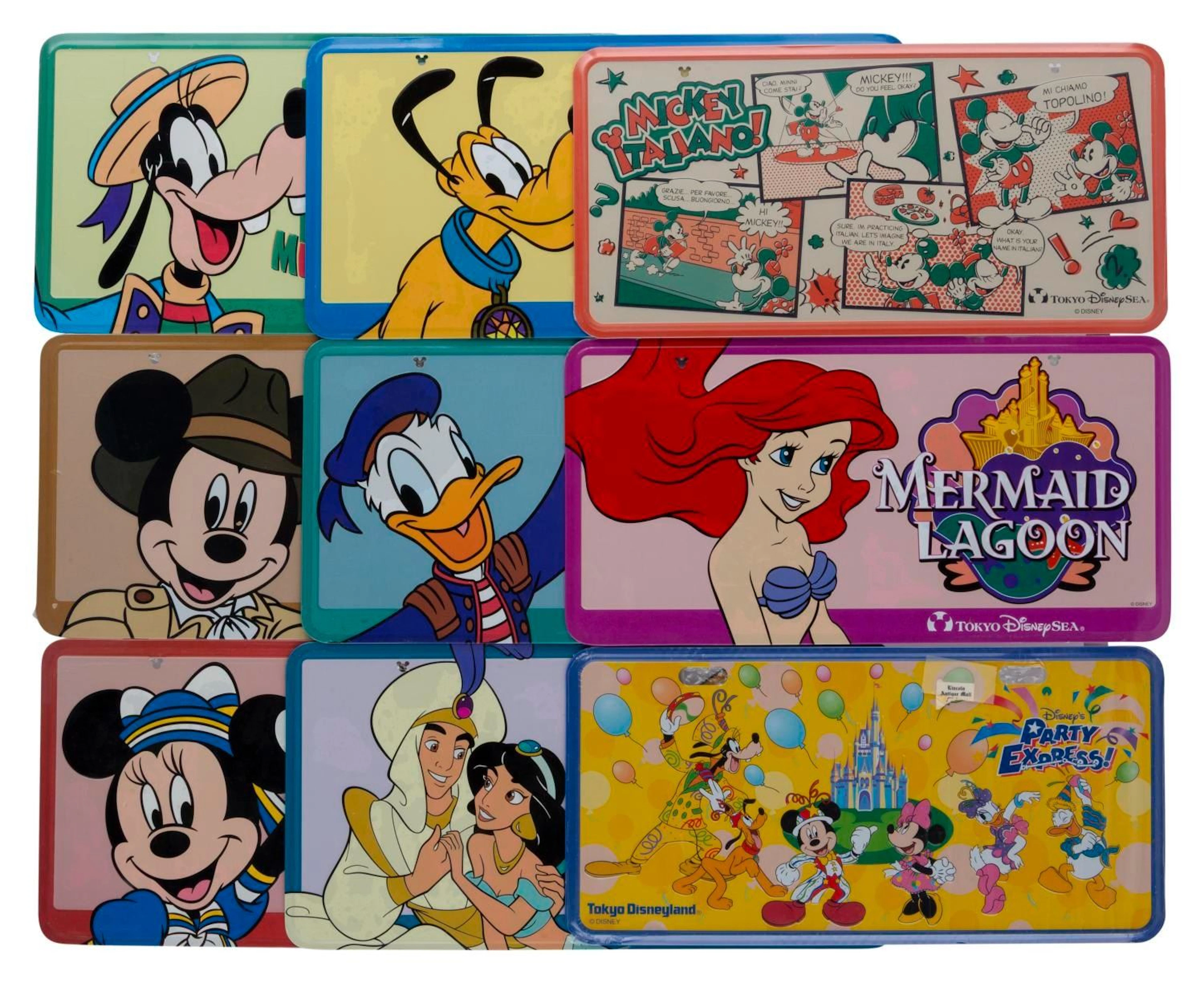 A Collection of Tokyo DisneySea License Plates.