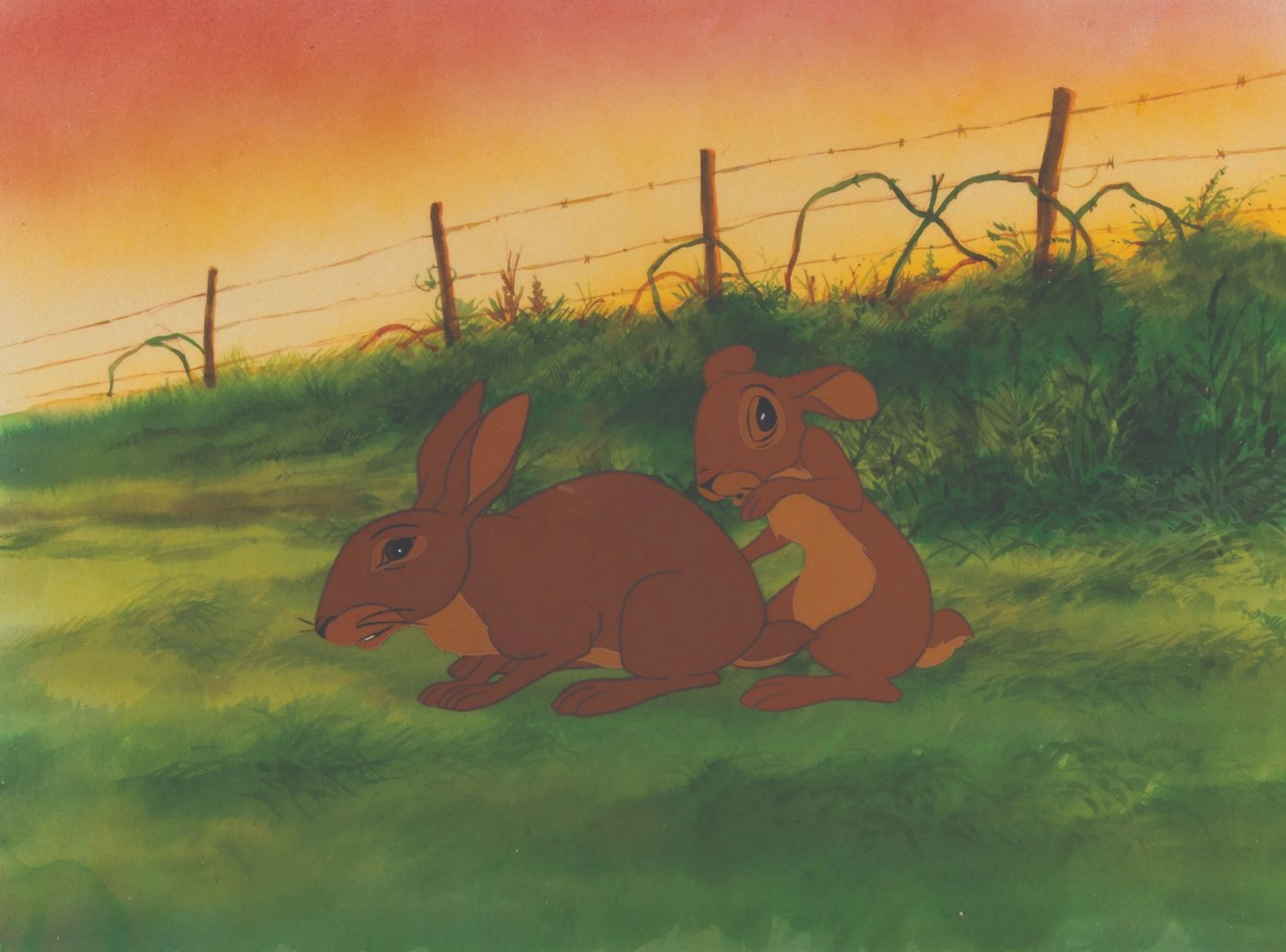 "Watership Down" Production Cels and Production Background.