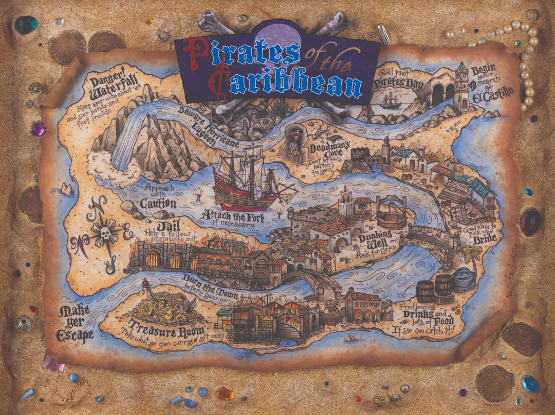 A Dave Avanzino Pirates of the Caribbean Treasure Map Shadowbox.