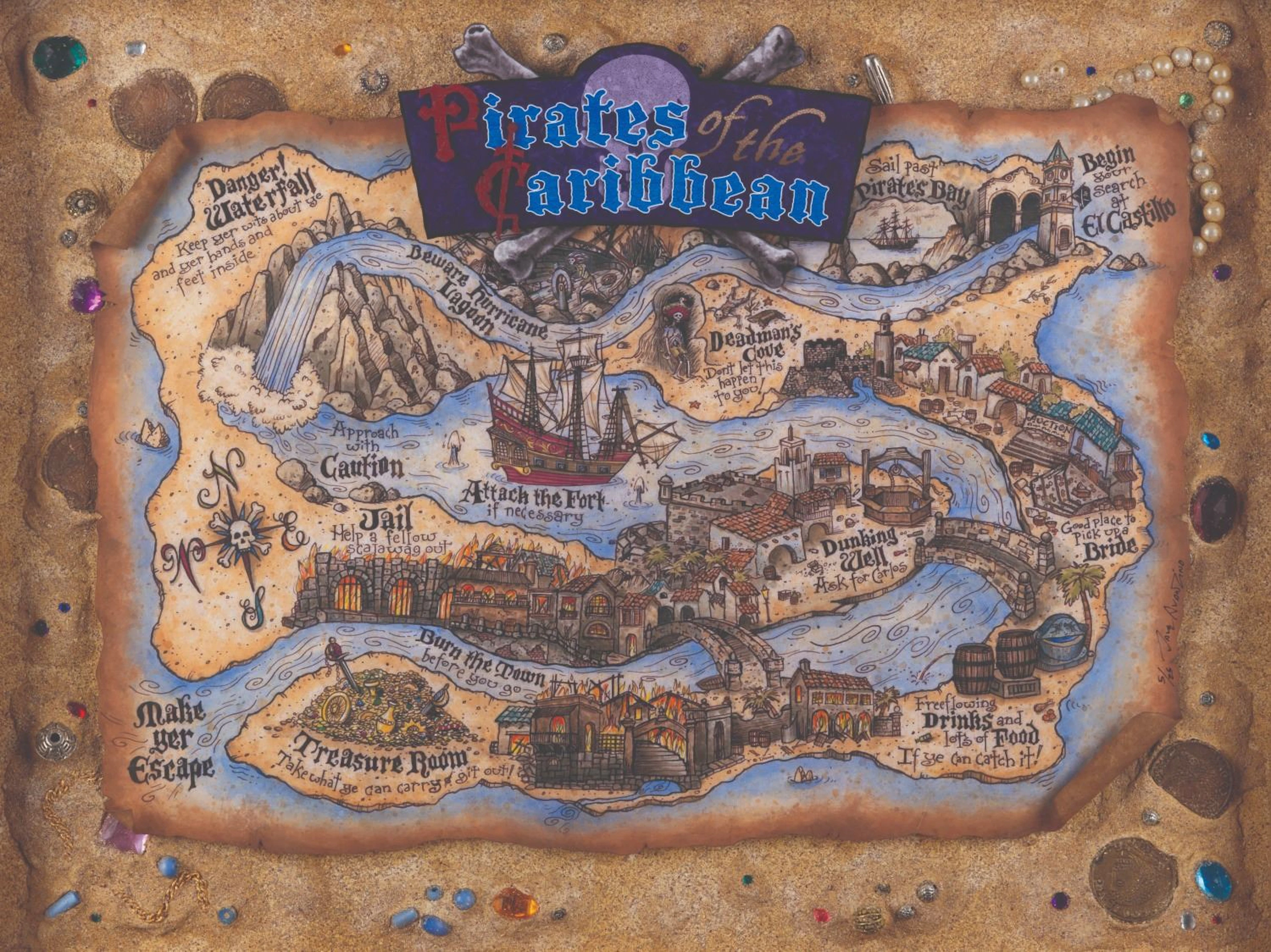 A Dave Avanzino Pirates of the Caribbean Treasure Map Shadowbox.