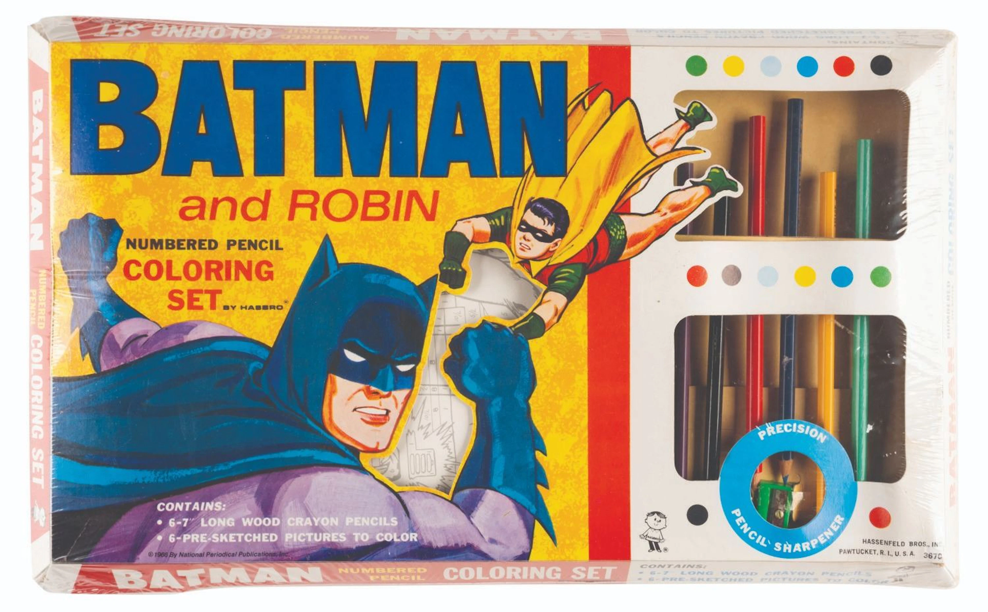 A Batman and Robin Numbered Pencil Coloring Set.