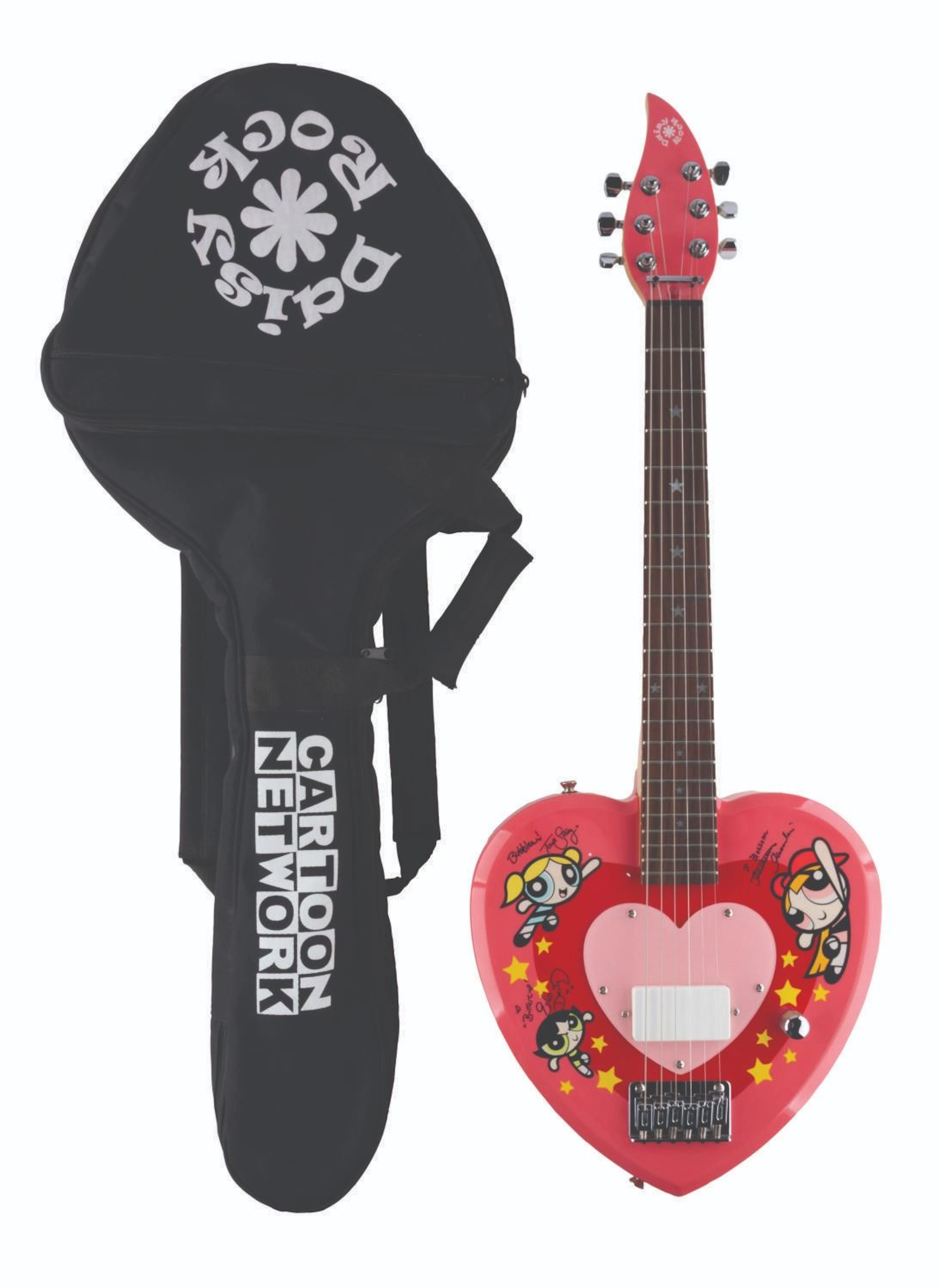 A Multi-Signed "Powerpuff Girls" Guitar and Case.