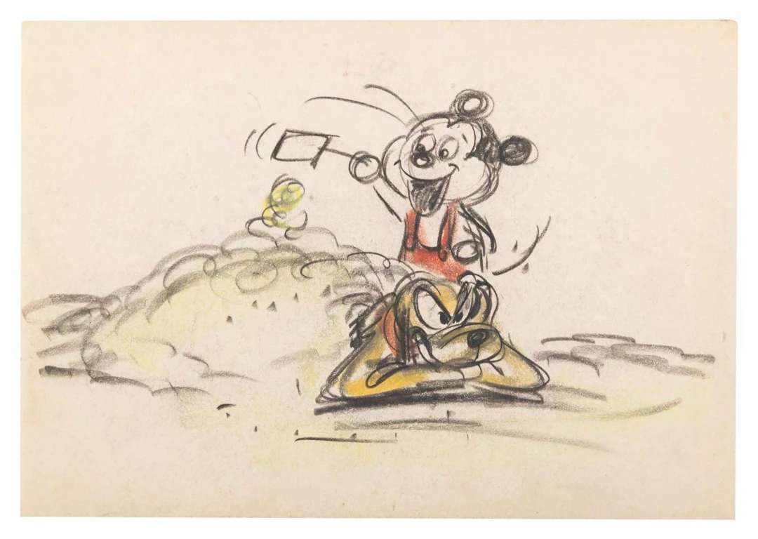 A Pluto and Mickey's Nephew Storyboard Panel.