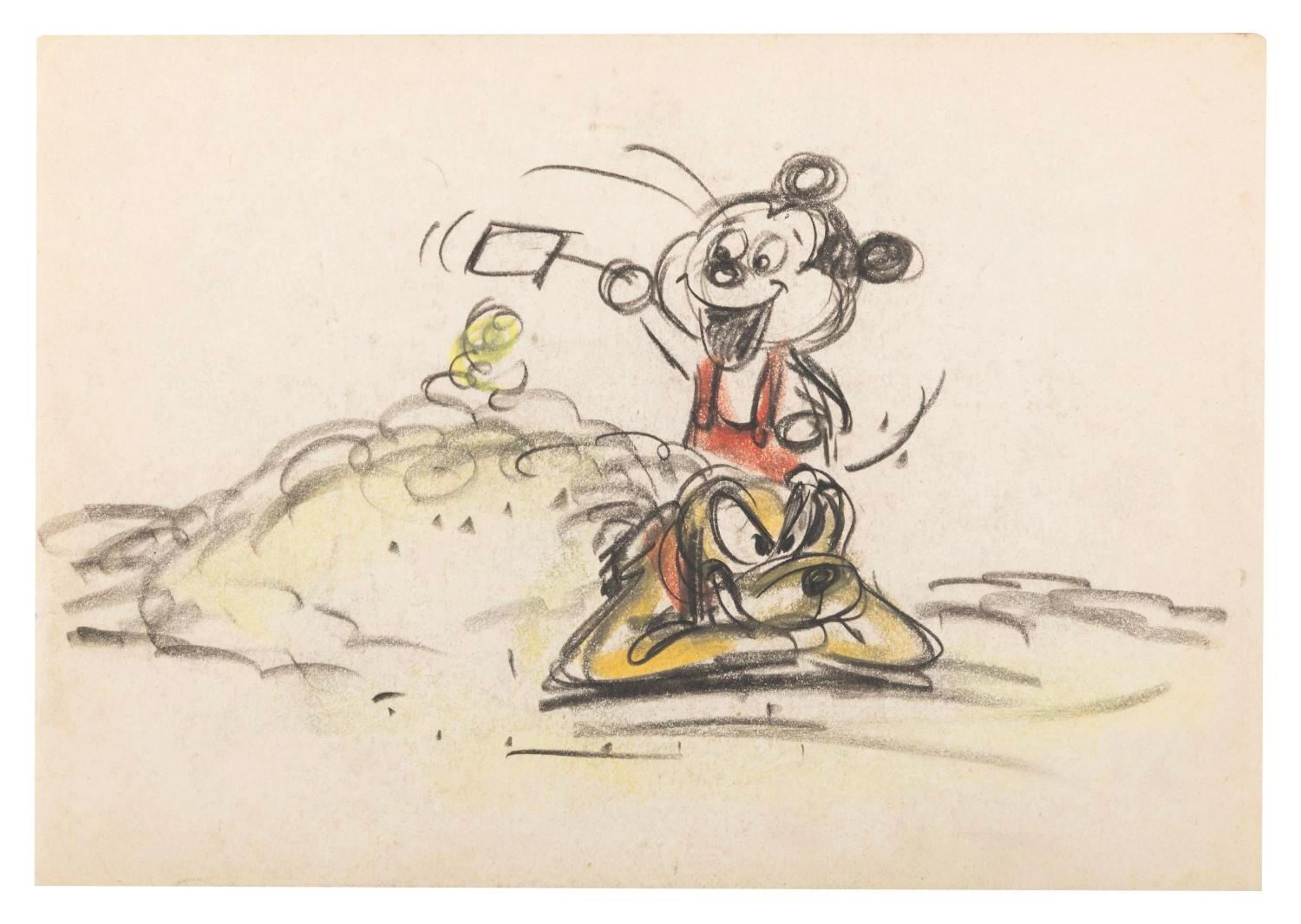 A Pluto and Mickey's Nephew Storyboard Panel.