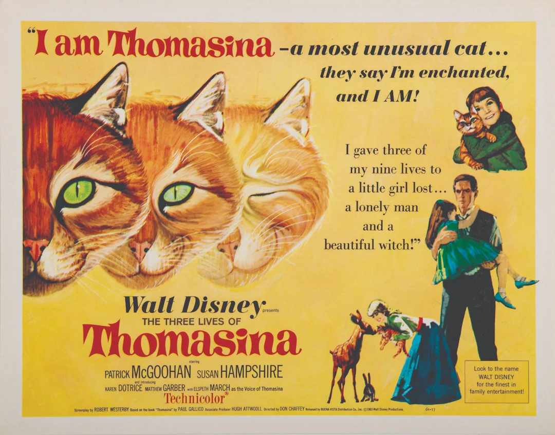 A Set of "The Three Lives of Thomasina" Lobby Cards.