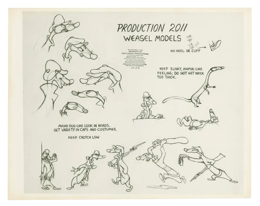 A "The Wind in the Willows" Weasel Model Sheet.