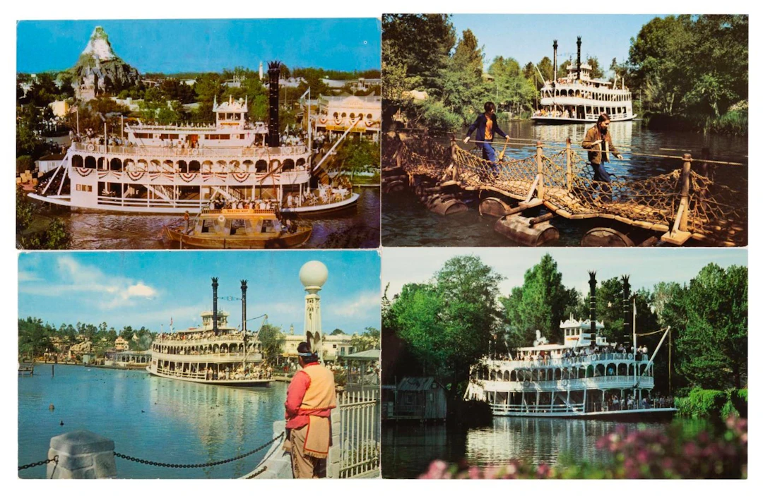 A Collection of Disneyland Mark Twain Riverboat Postcards.