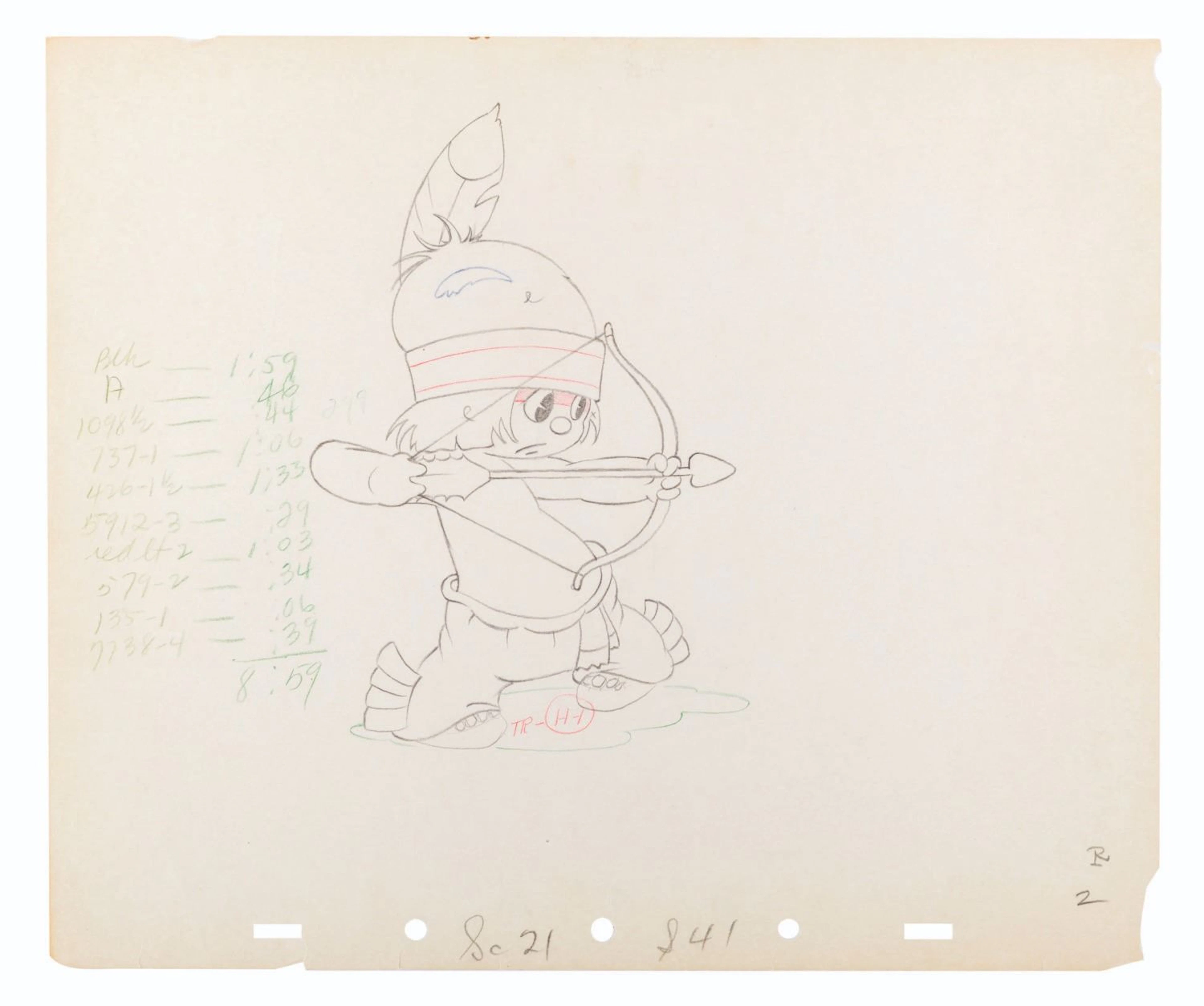 A "Little Hiawatha" Original Production Drawing.