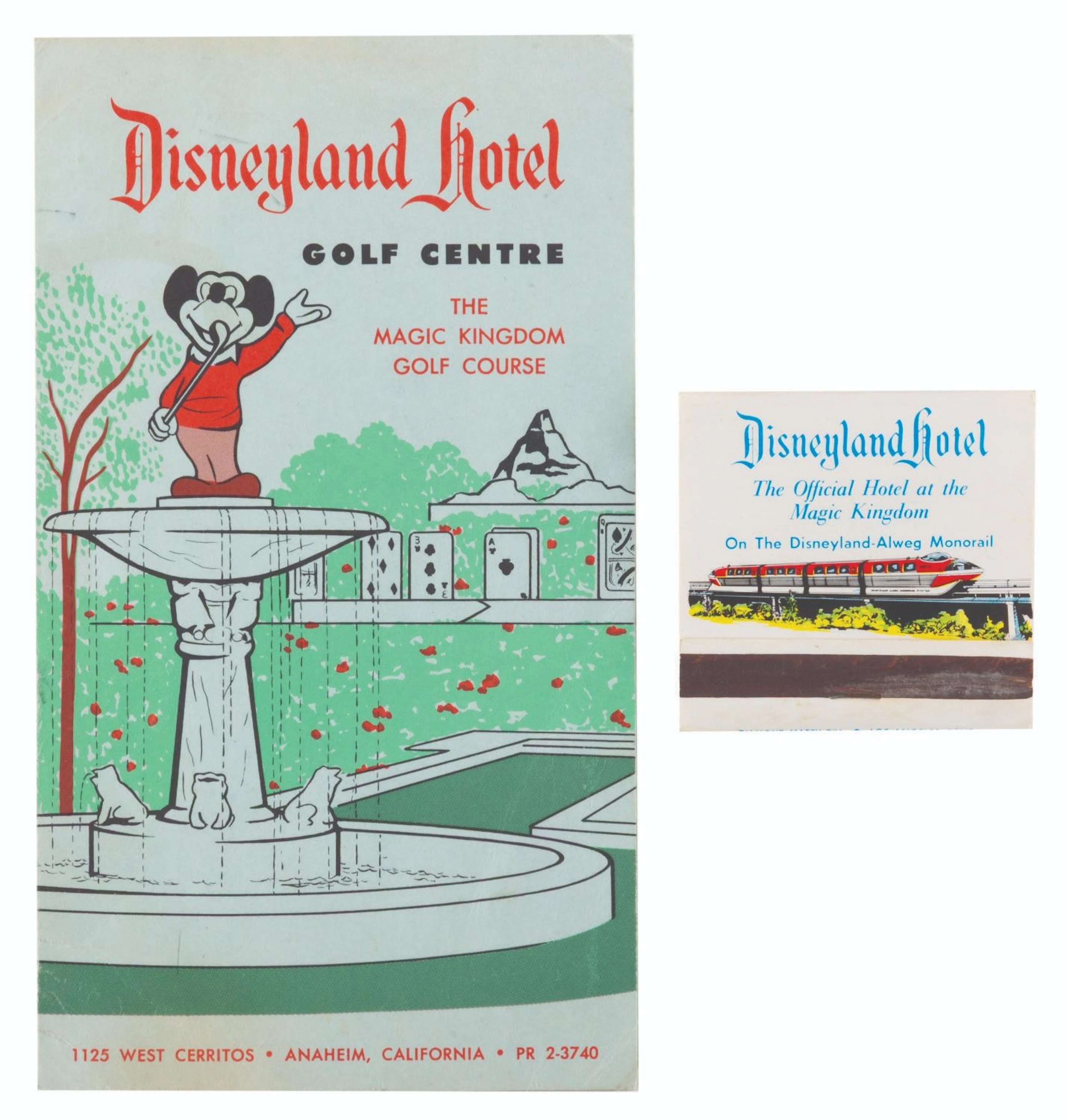 A Disneyland Hotel Matchbook and Golf Scorecard.