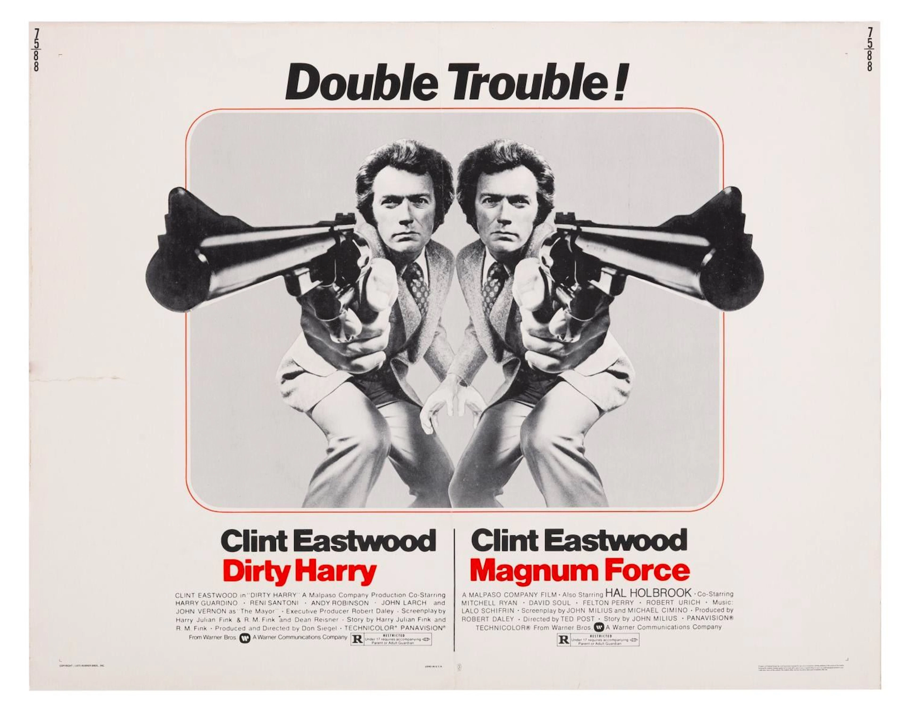 A "Dirty Harry" & "Magnum Force" Double Feature Half-Sheet.