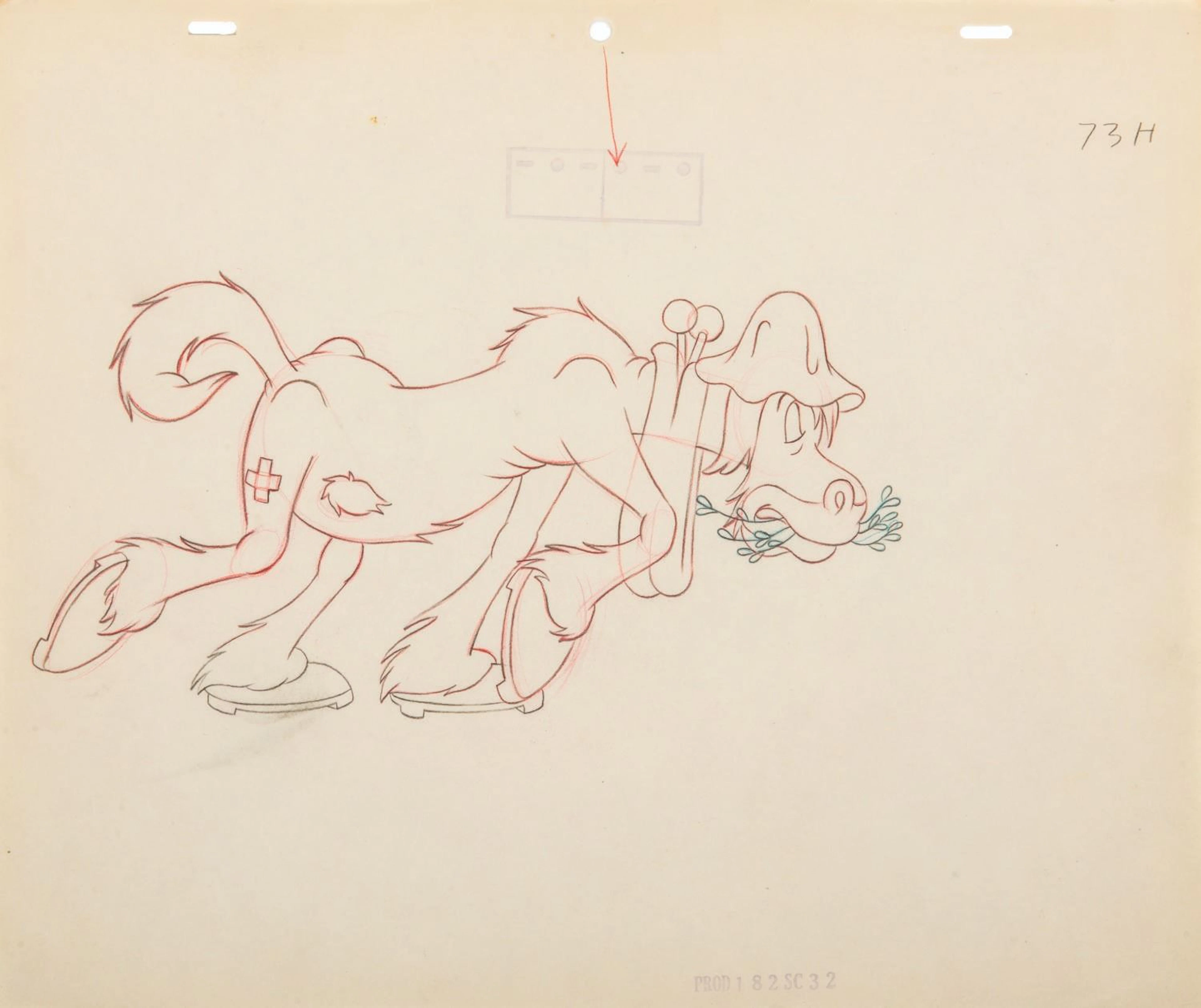 An Original Tom & Jerry "Mouse Cleaning" Production Drawing.