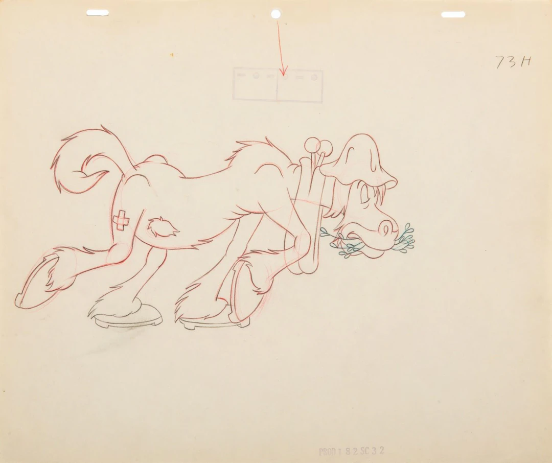 An Original Tom & Jerry "Mouse Cleaning" Production Drawing.
