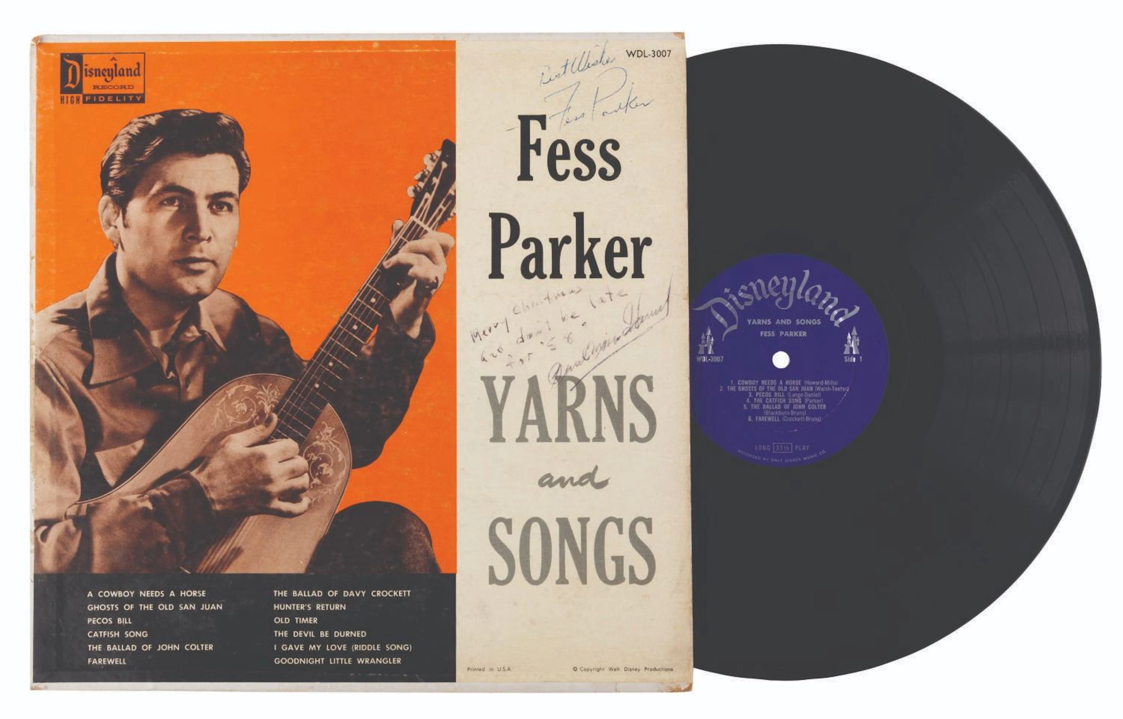 A Signed Fess Parker "Yarns and Songs" Album.