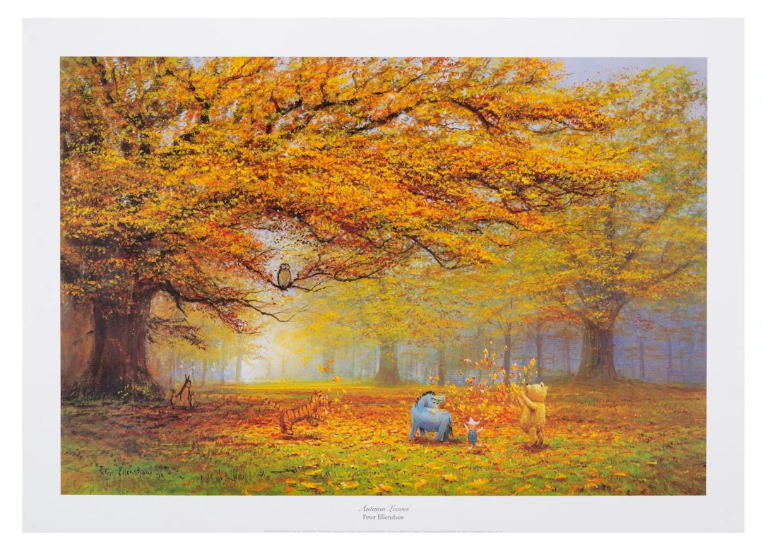 An "Autumn Leaves" Winnie the Pooh Print by Peter Ellenshaw.
