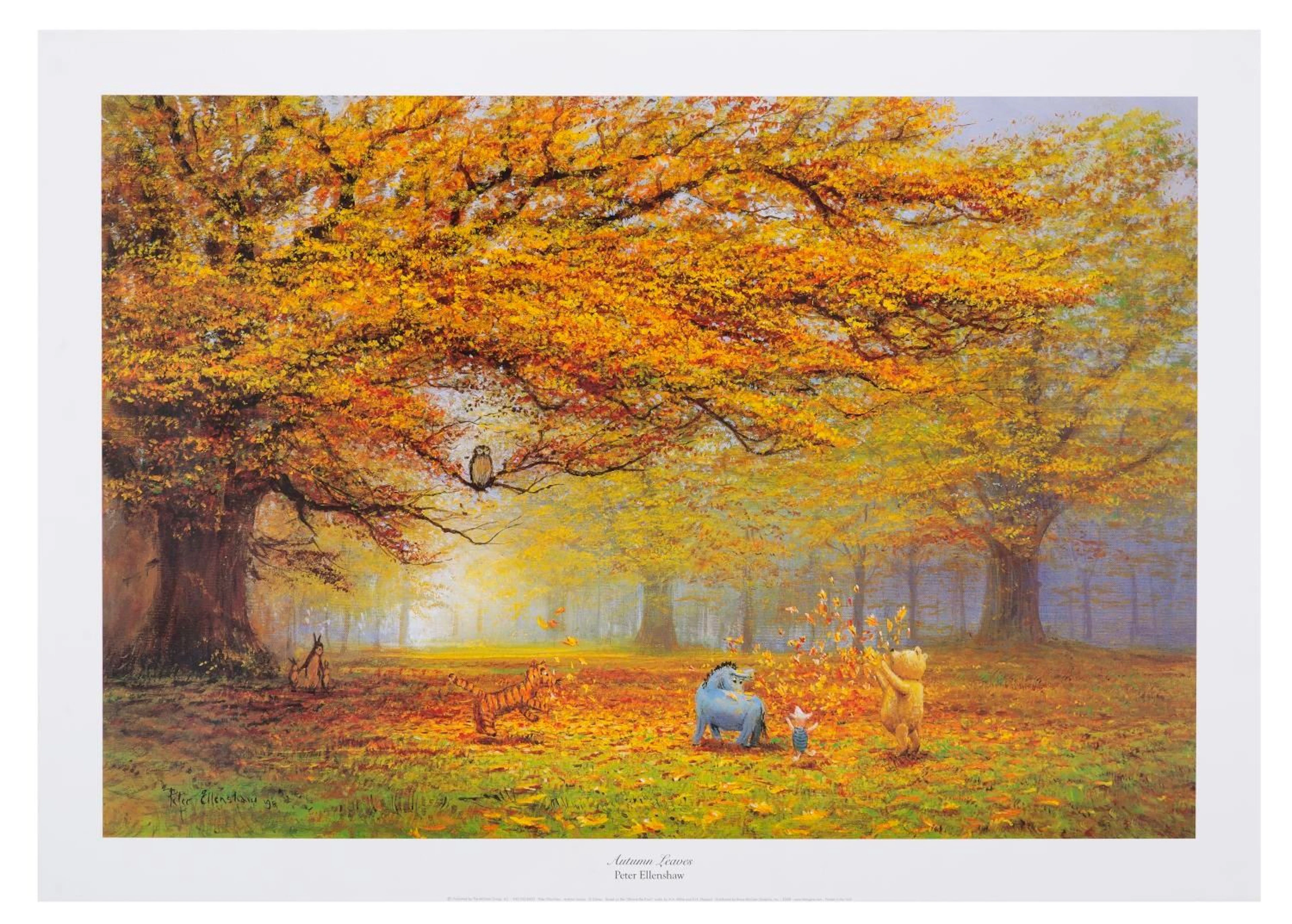 An "Autumn Leaves" Winnie the Pooh Print by Peter Ellenshaw.
