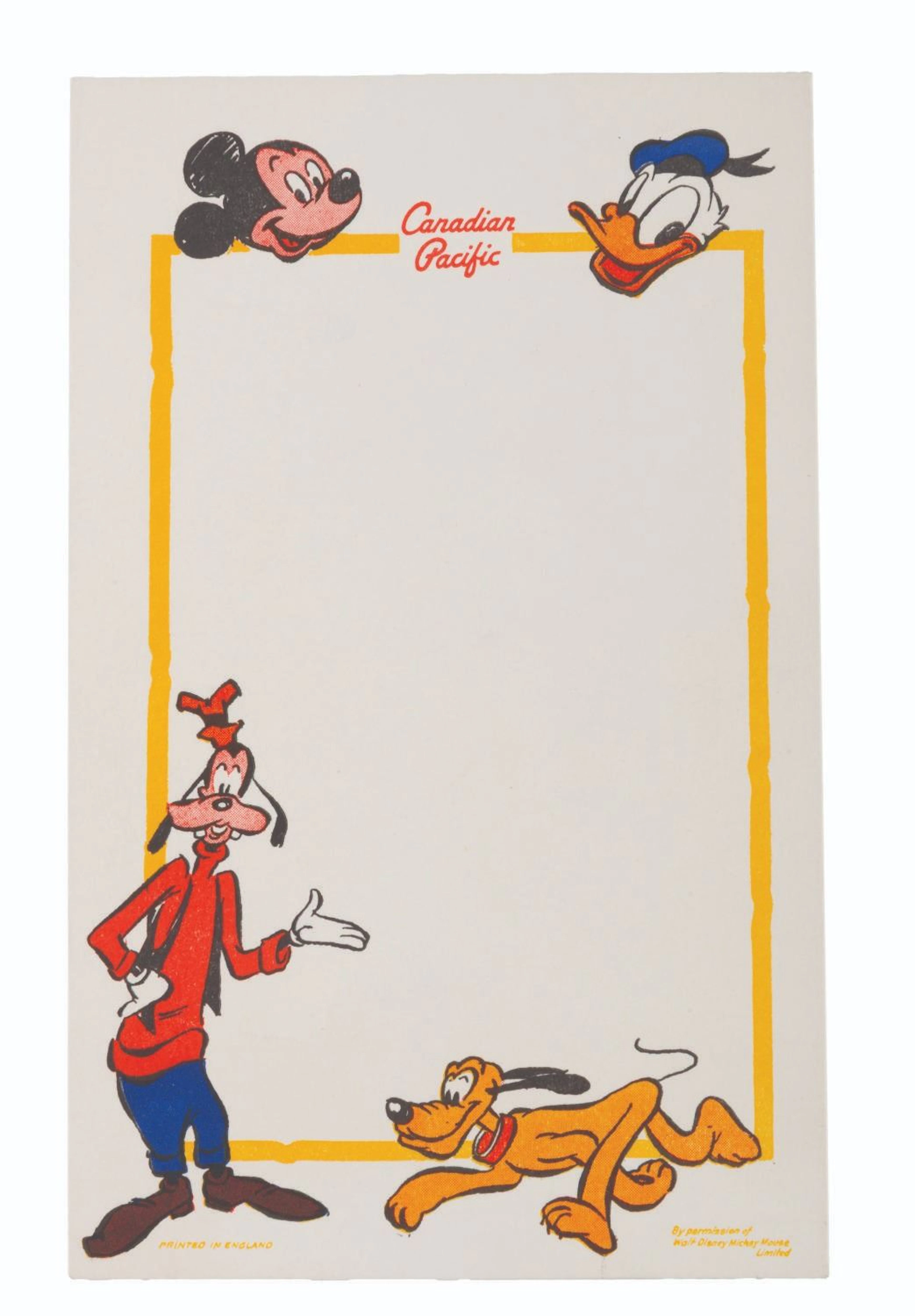 Canadian Pacific Railway Disney Stationery.