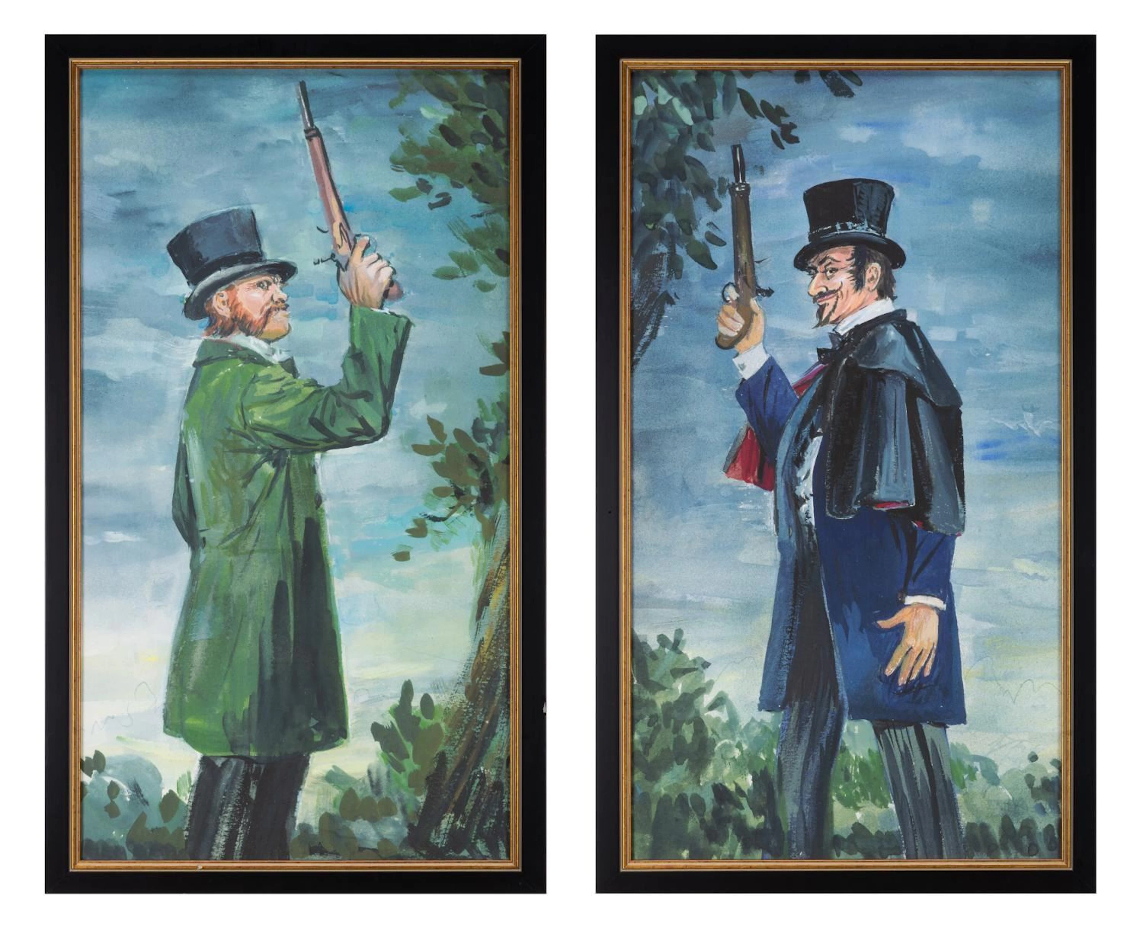 A Pair of Haunted Mansion Dueling Portraits Concept Prints.