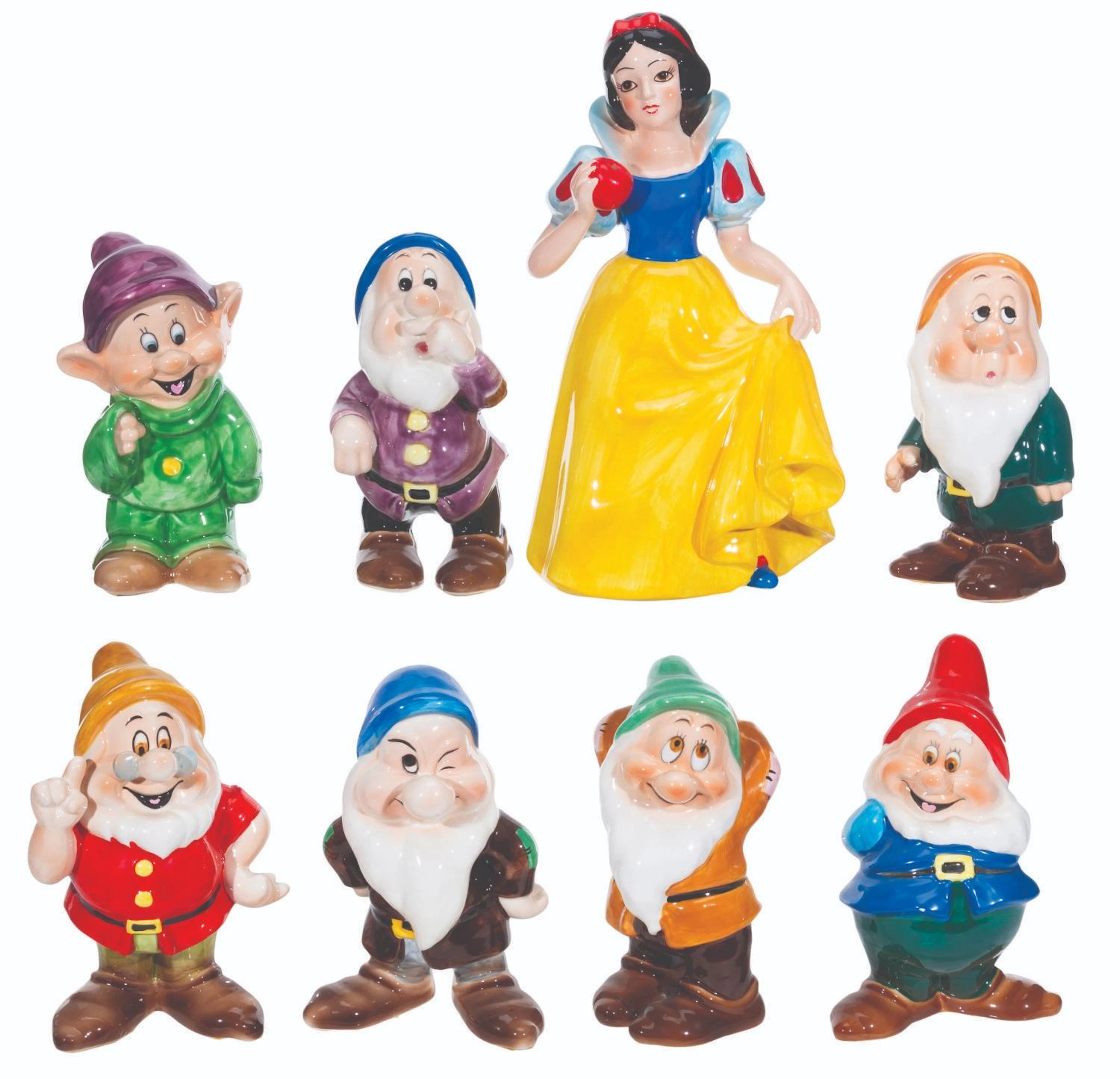 A Set of Large "Snow White and the Seven Dwarfs" Figurines.