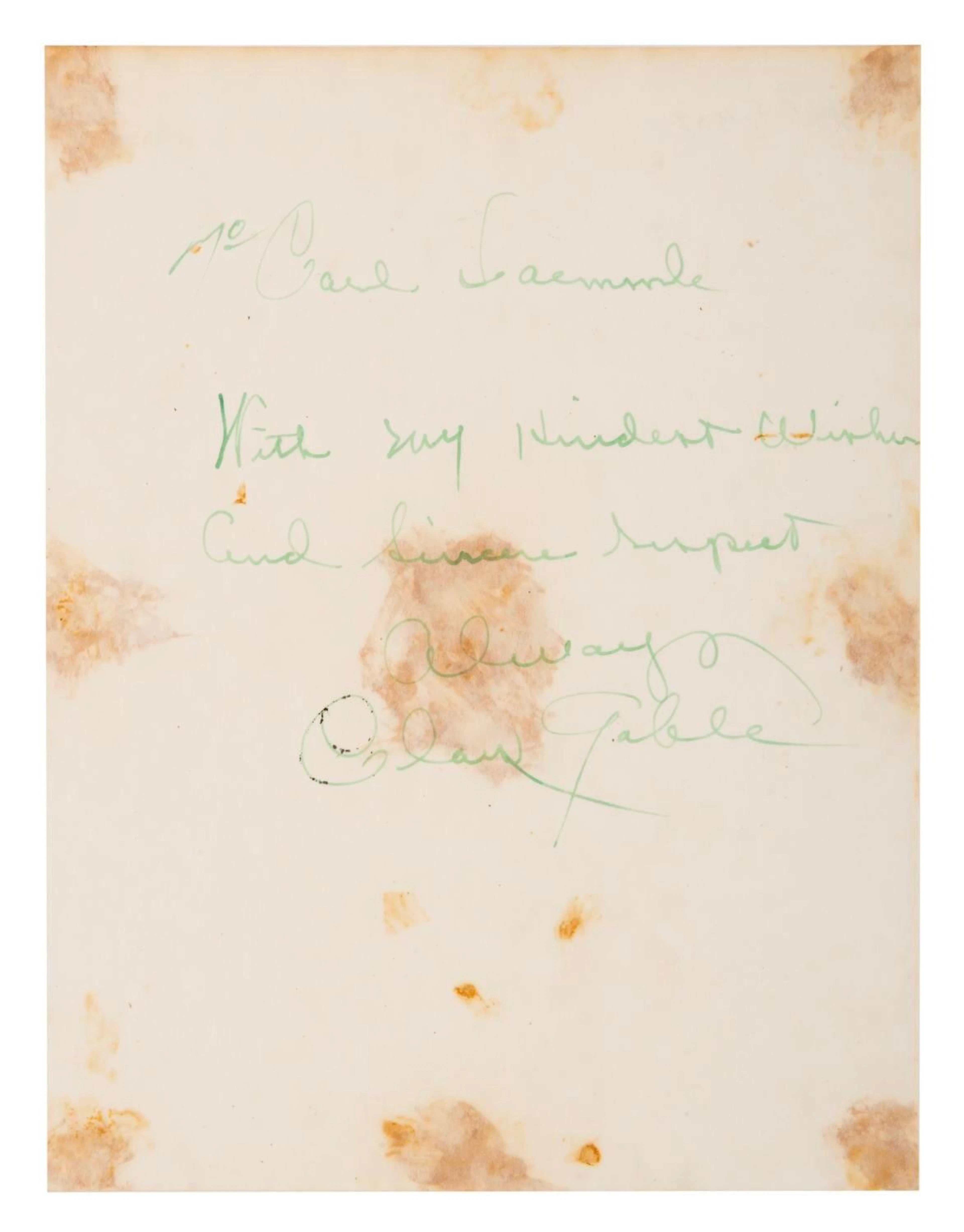 A Signed Note to Carl Laemmle from Clark Gable.