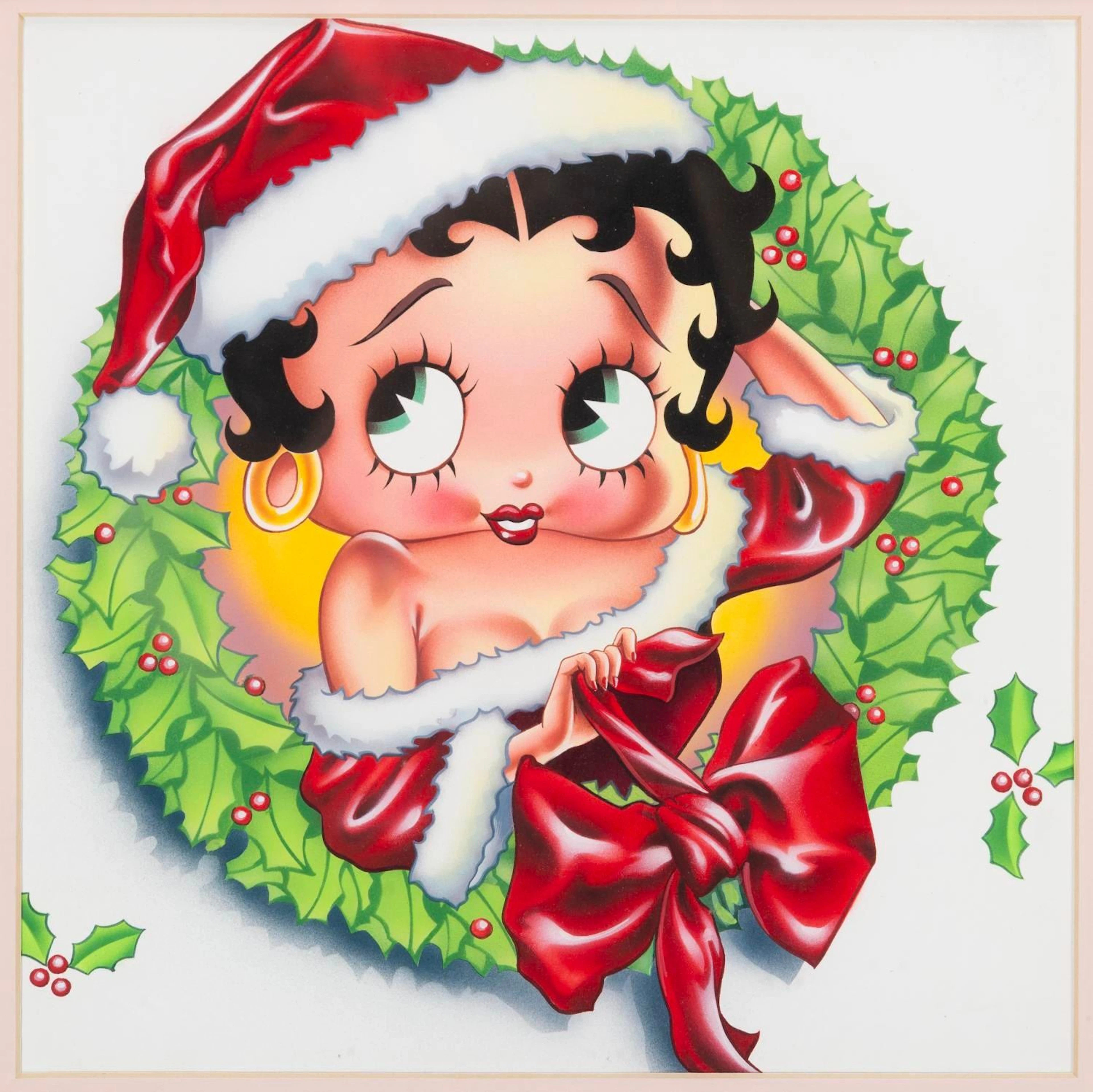 A Betty Boop Christmas Painting.