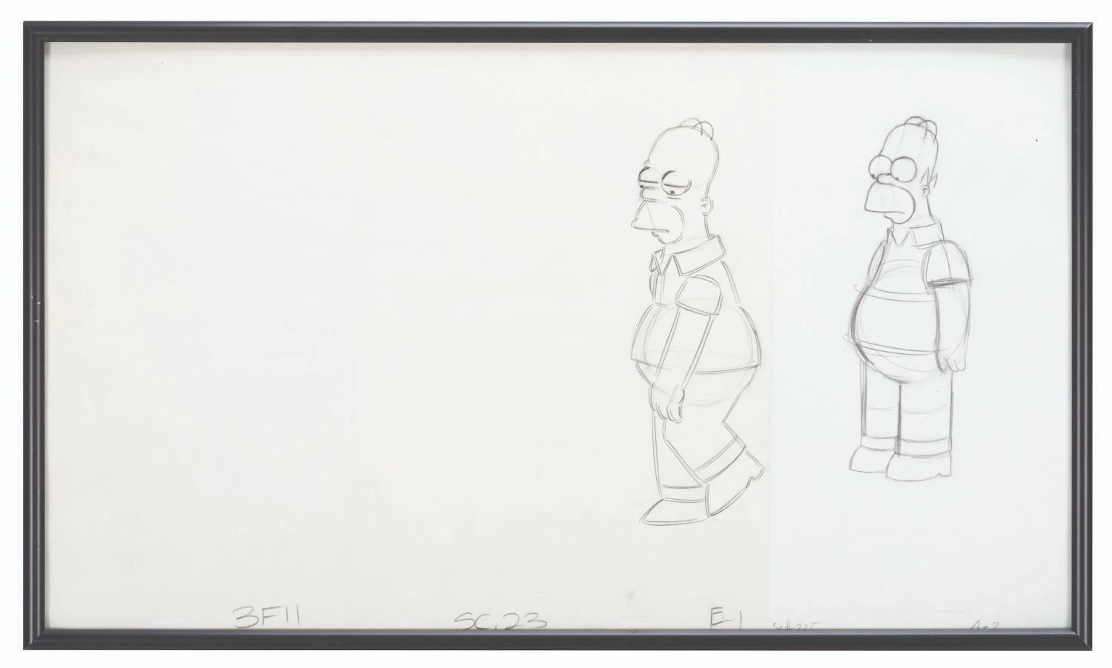 A Pair of "The Simpsons" Original Production Drawings.