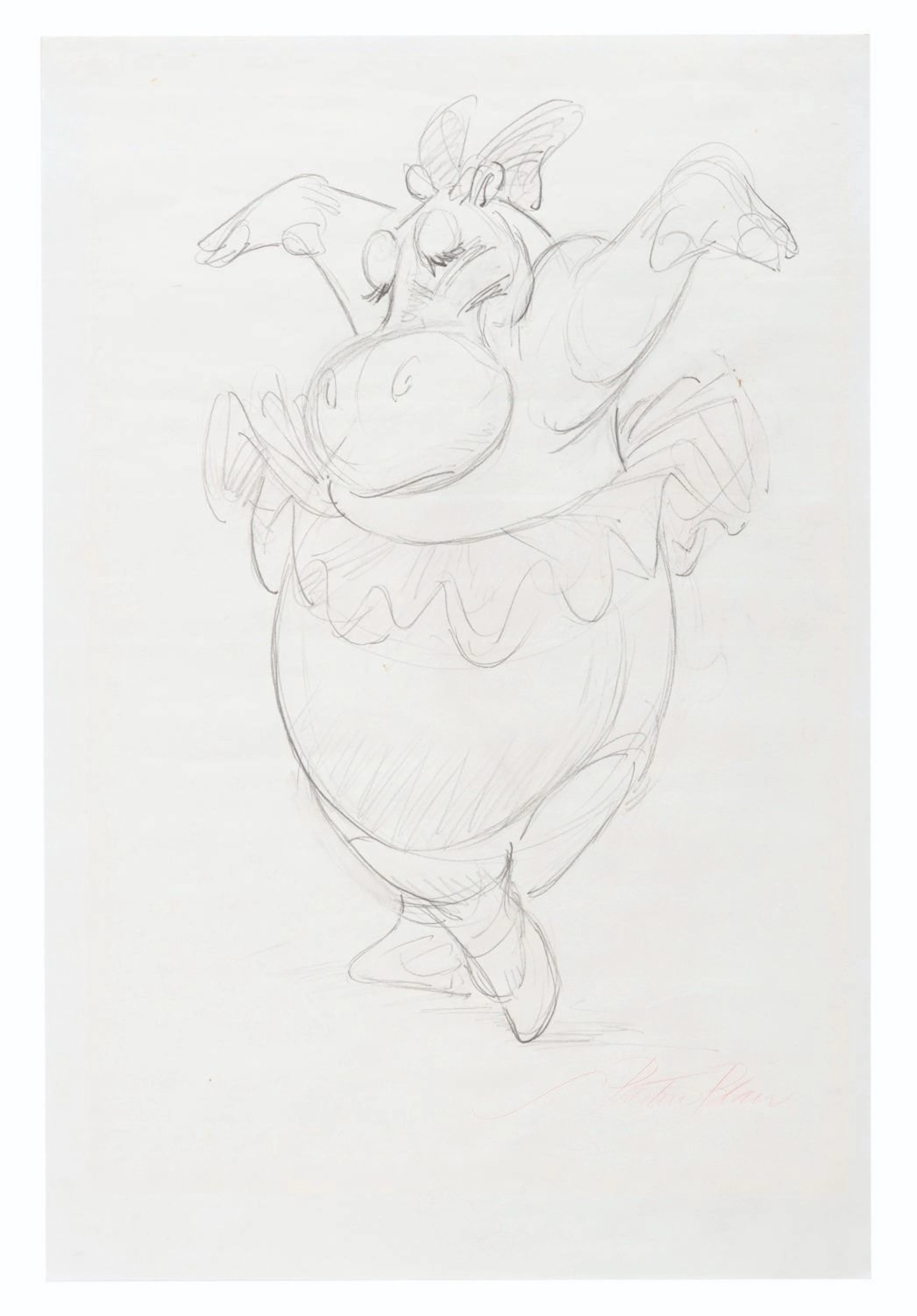 A “Fantasia” Hyacinth Hippo Drawing by Preston Blair.