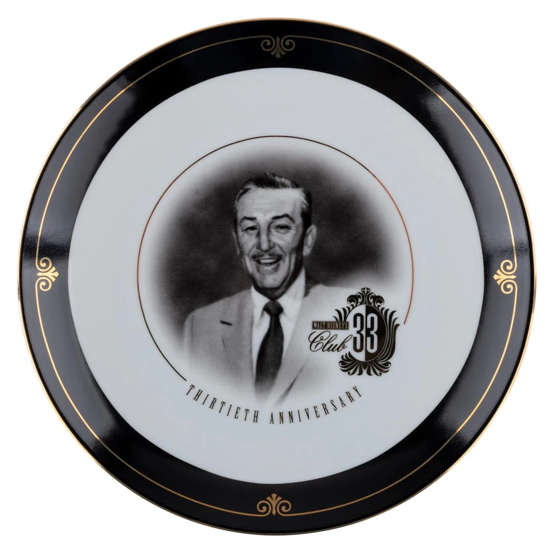 A Club 33 Walt Disney 30th Anniversary Plate.