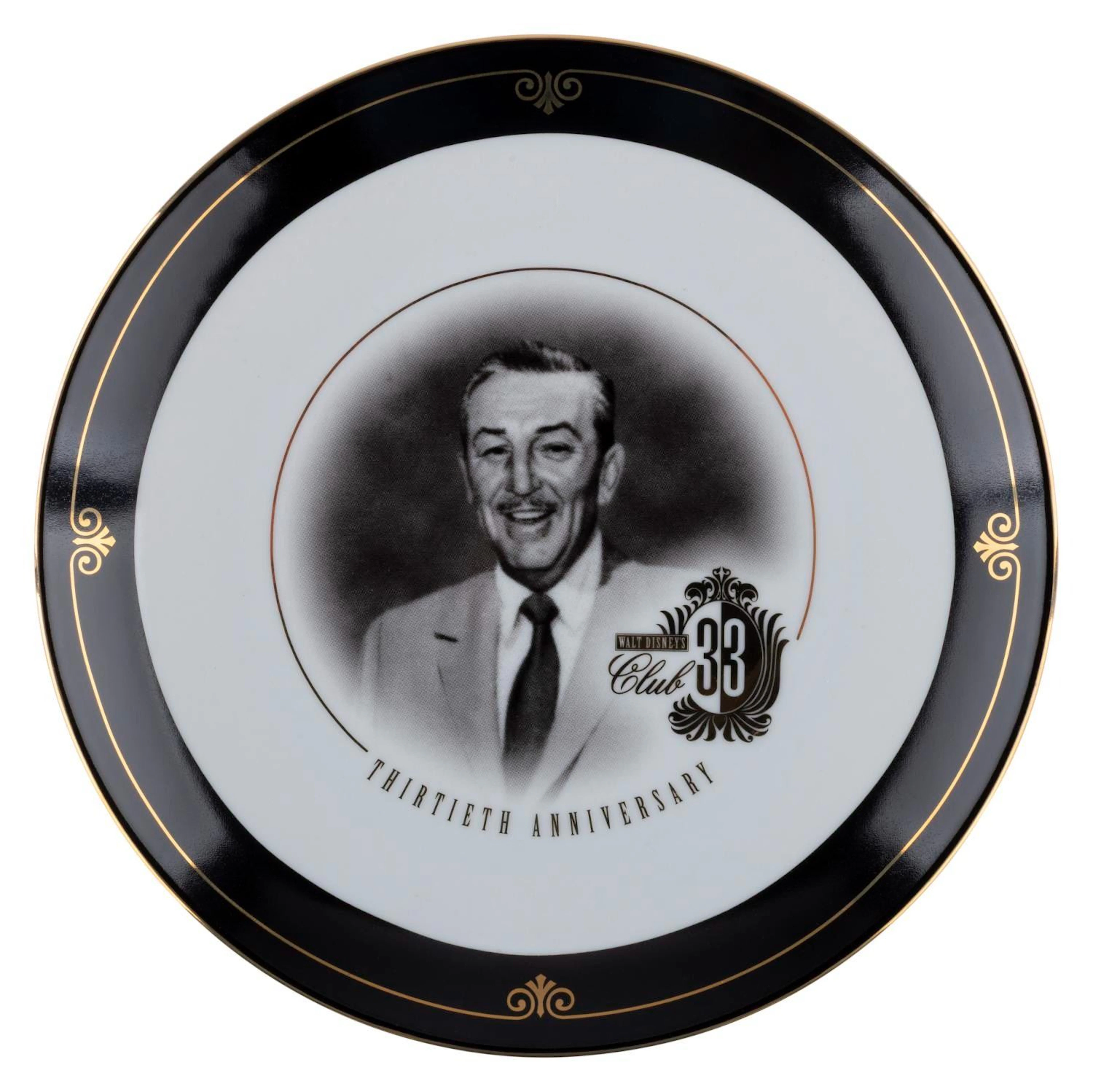 A Club 33 Walt Disney 30th Anniversary Plate.