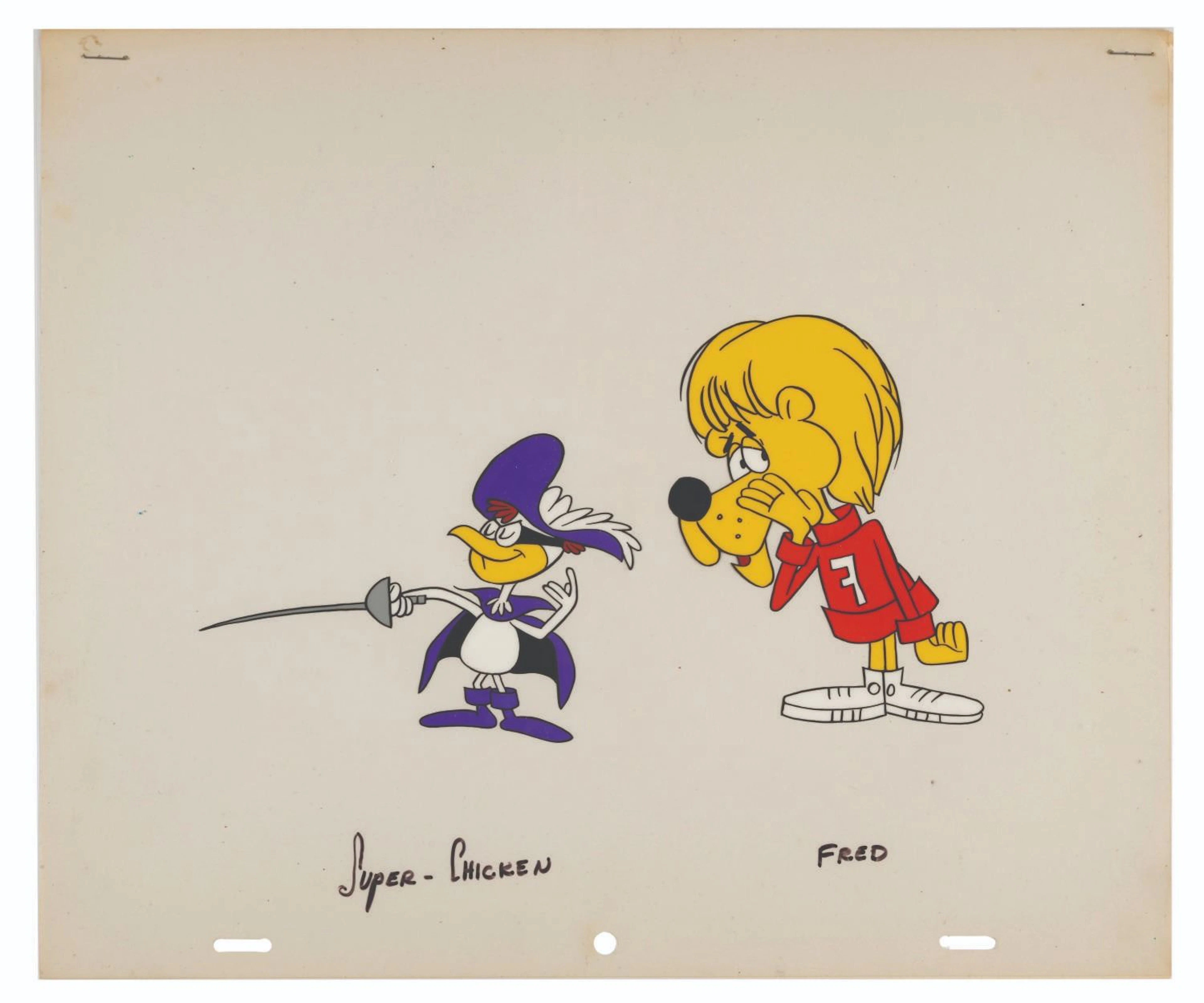 A Super Chicken and Fred Lion Scene Cel.