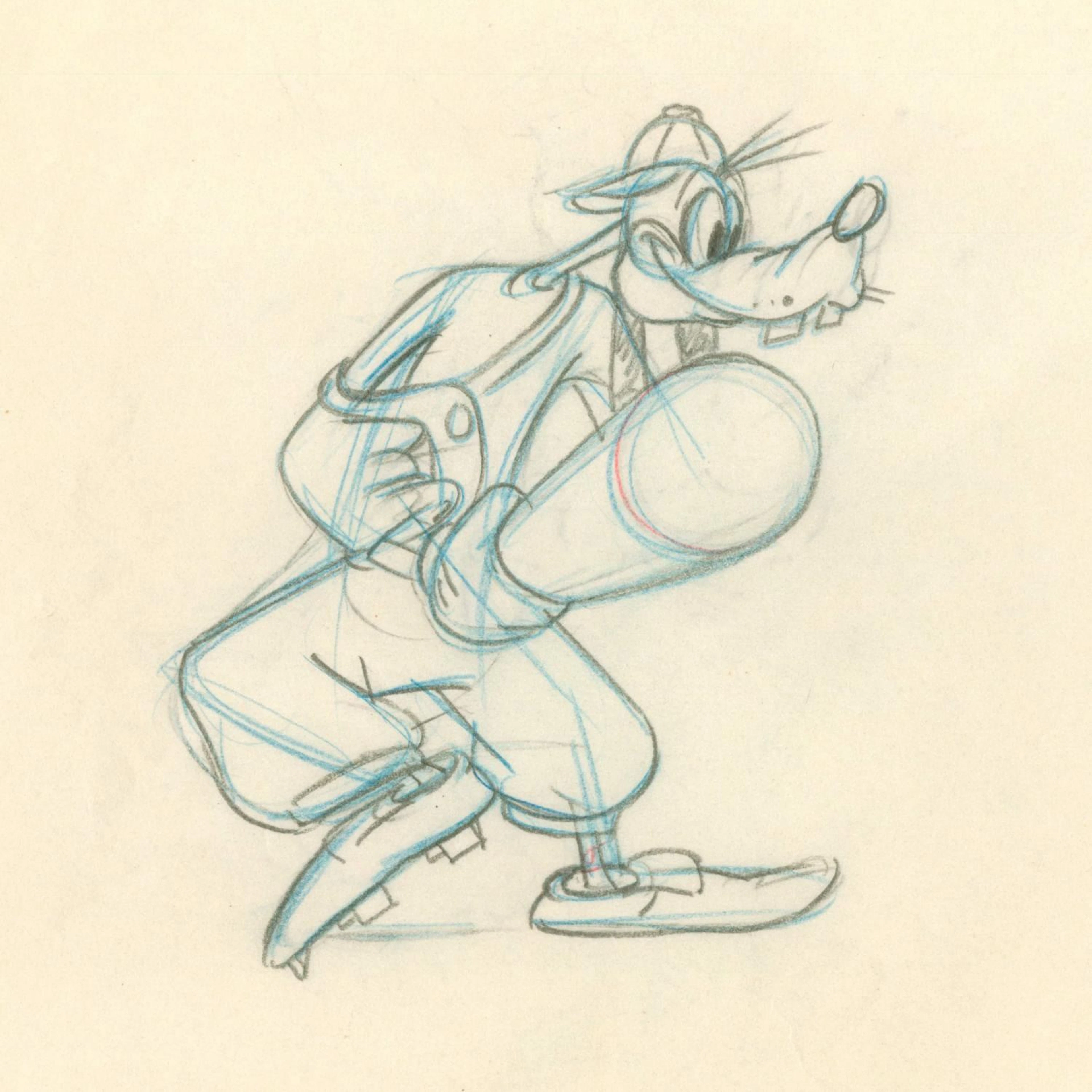 A "How To Play Baseball" Goofy Production Drawing.