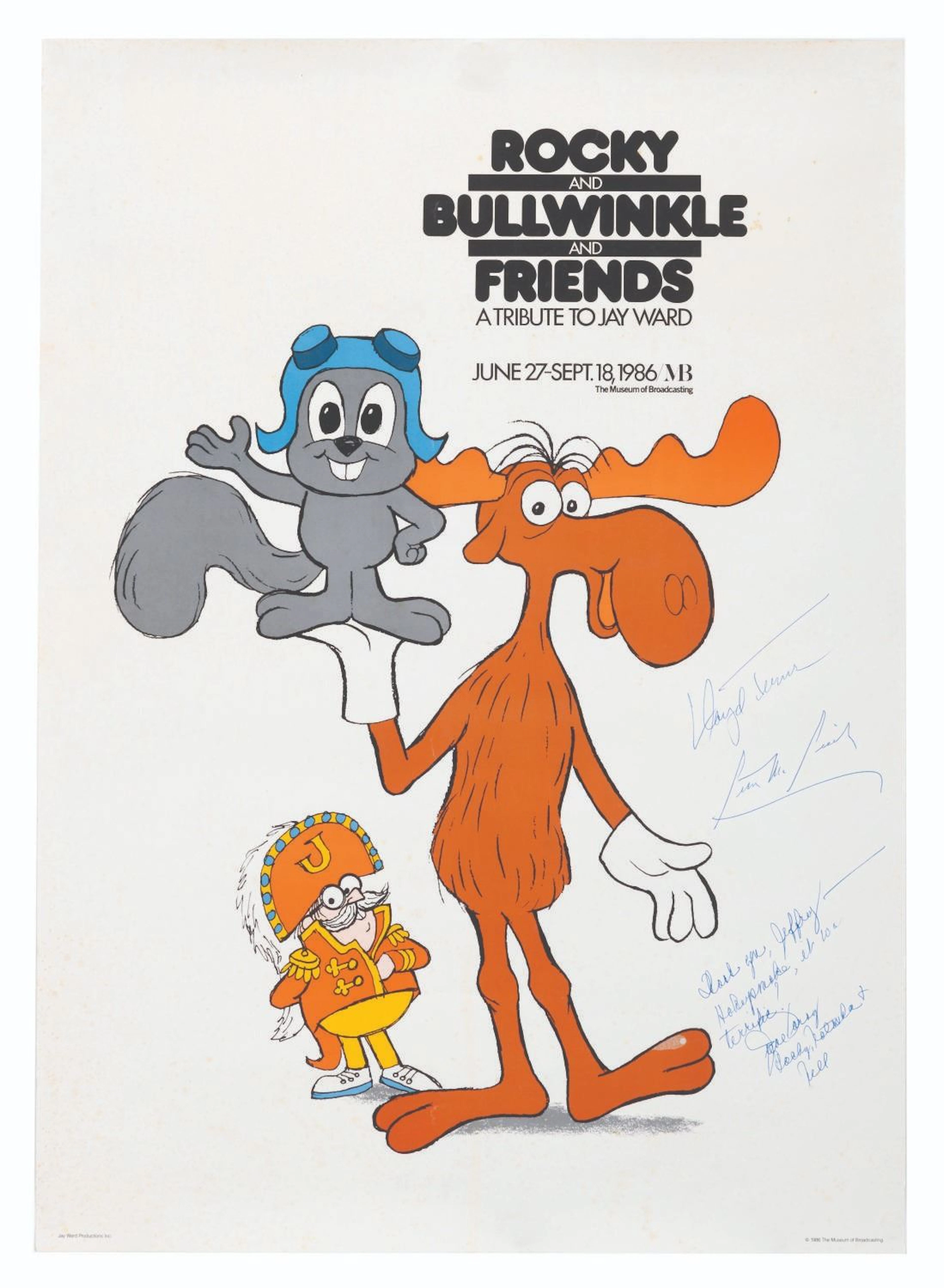 A Multi-Signed Rocky and Bullwinkle Exhibition Poster.