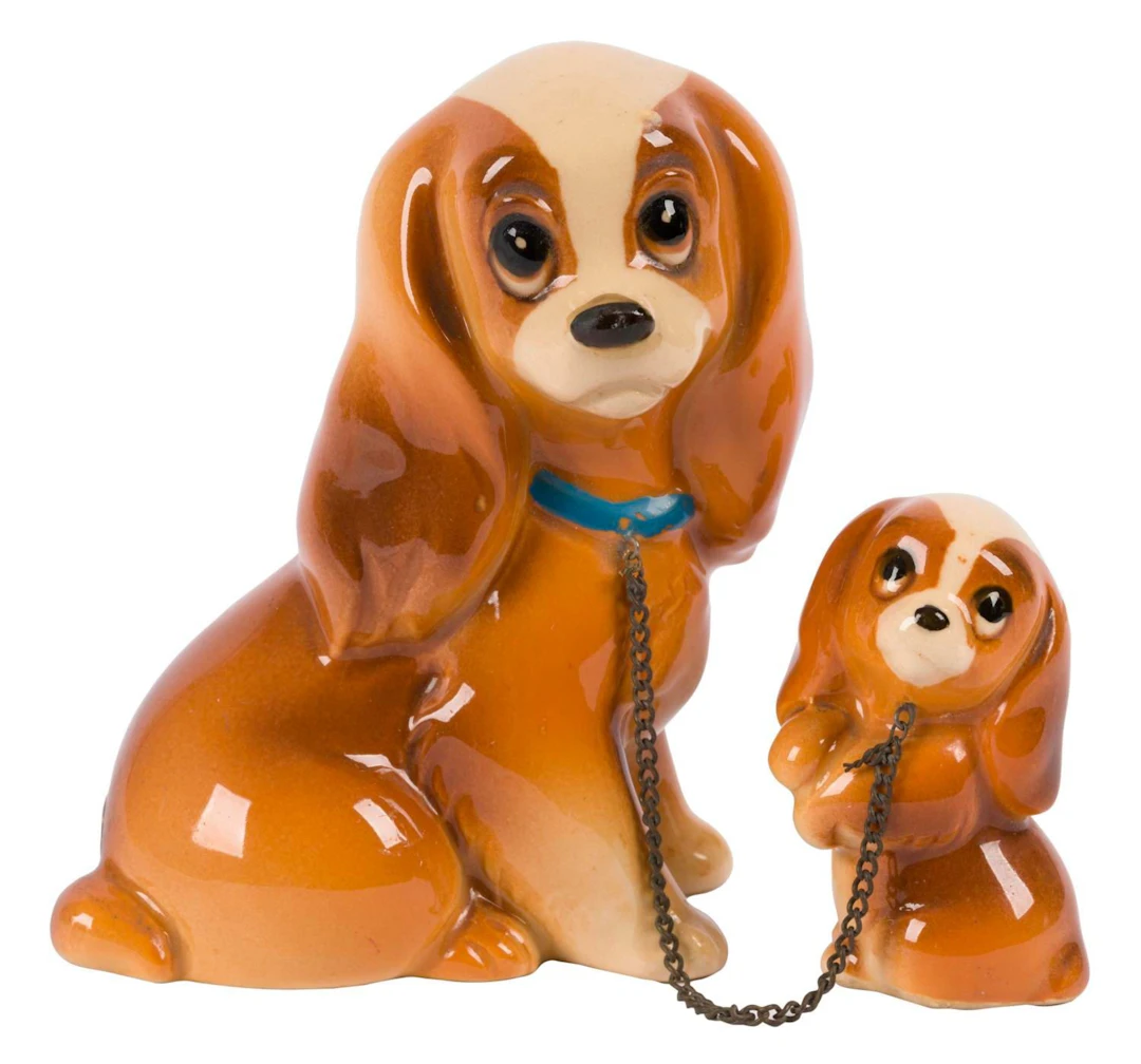 A “Lady and the Tramp” with Puppy Ceramic Figurine Set.