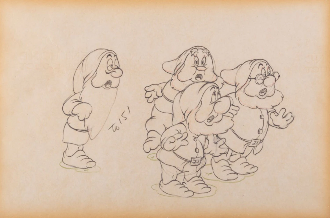 A "Snow White and the Seven Dwarfs" Production Drawing.