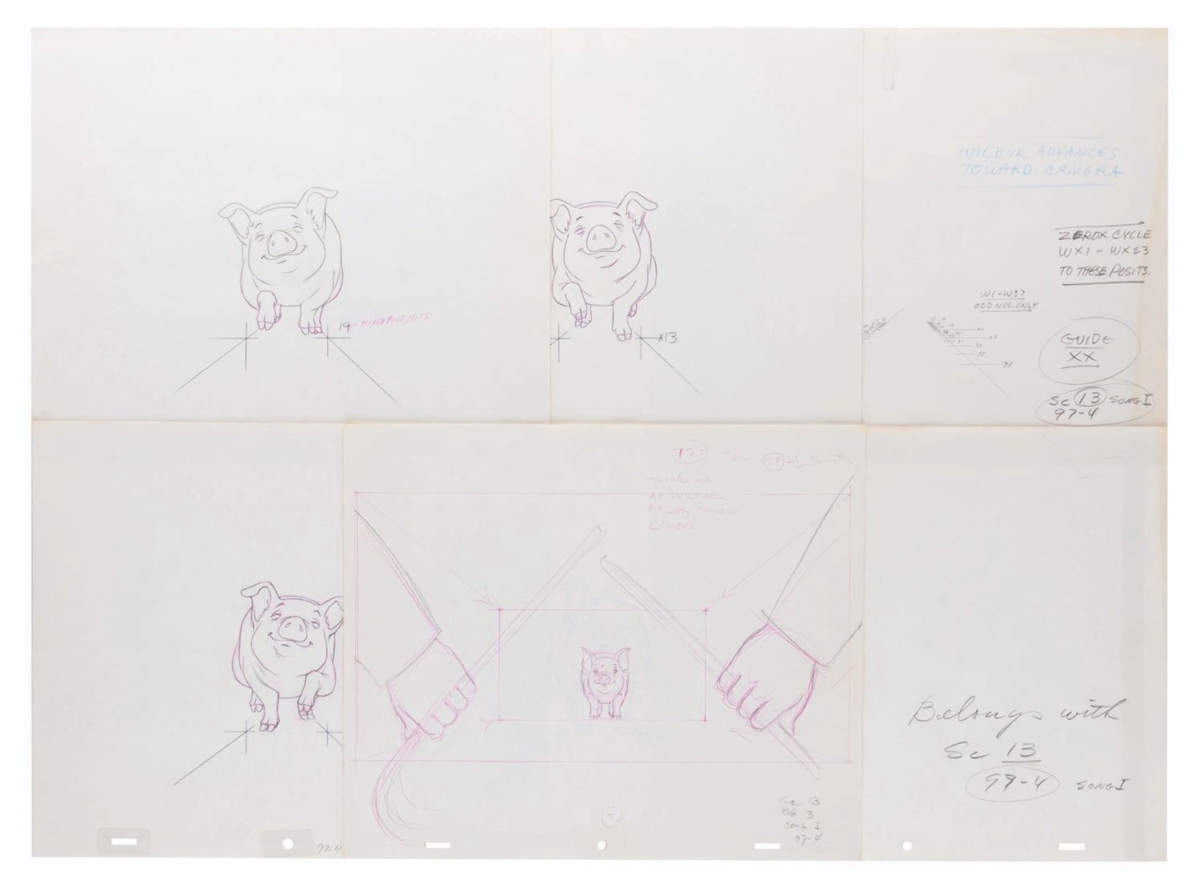 A Collection of "Charlotte's Web" Production Drawings.