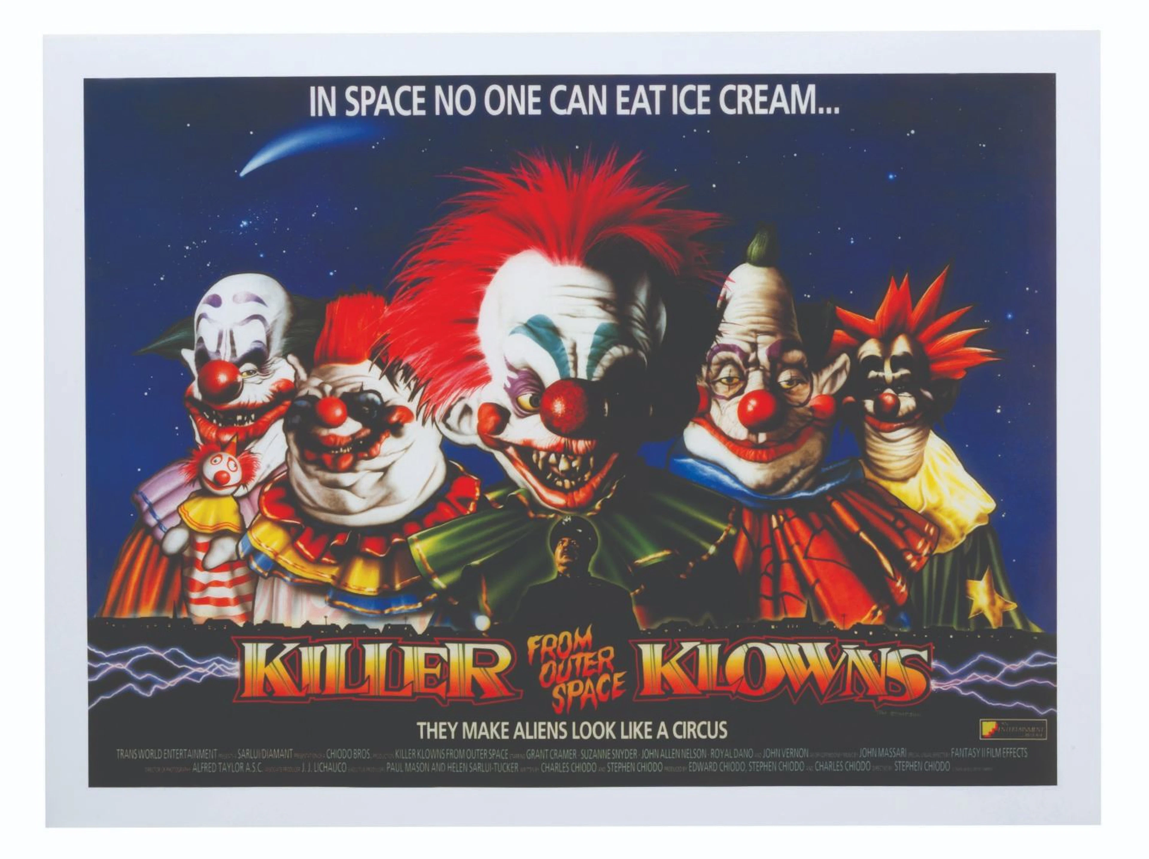A "Killer Klowns from Outer Space" UK Video Poster Print.