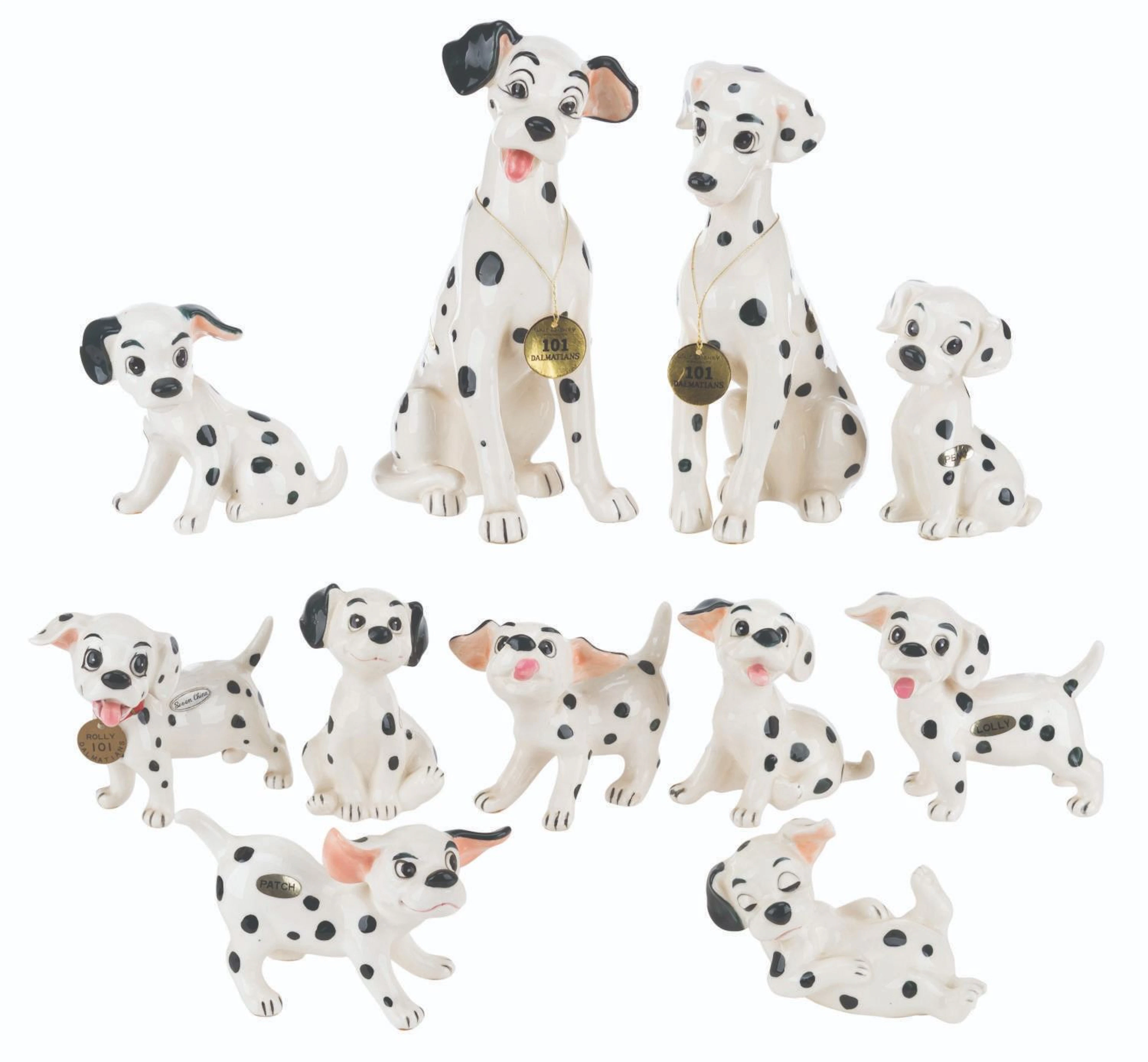 A Collection of "One Hundred and One Dalmatians" Figurines.